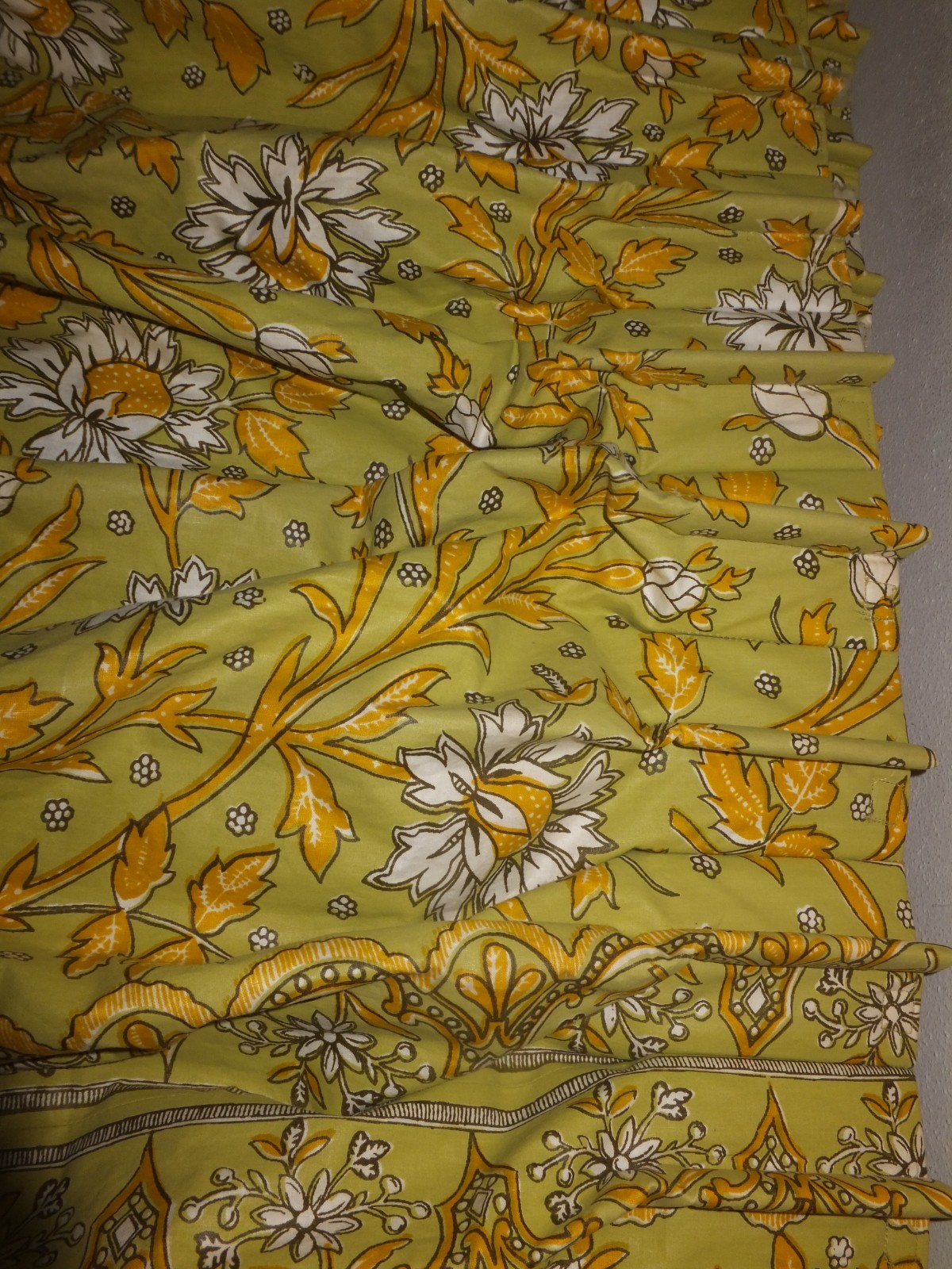 Drapes Custom Pinch Pleated Lined Floral 124X106” Loden Ochre Designer Fab Excel