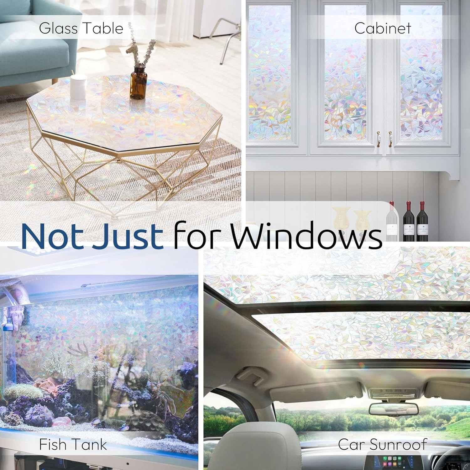 Non-Adhesive Rainbow Window Film – Translucent Privacy Enhancer, 17.5″ x 78.7″
