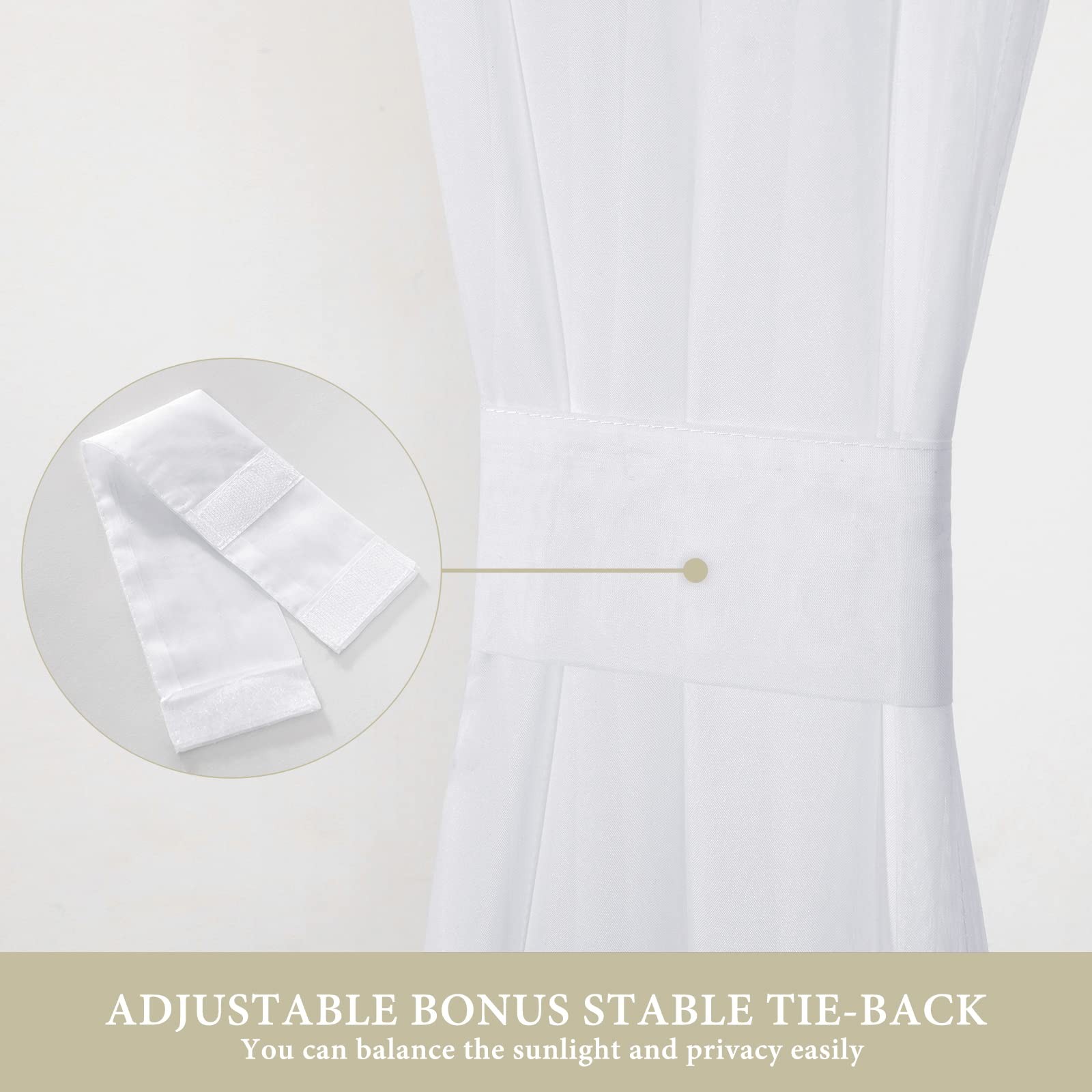 MIULEE 2 Panels Sidelight Curtains for French 40″W x 72″L (Pack of 2), White
