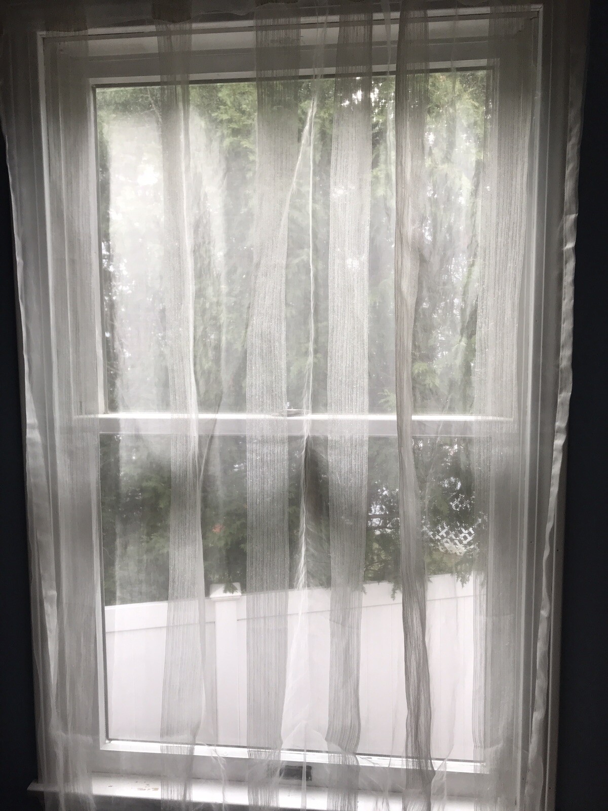 Exclusive Fabrics polyester &linen blend white stripe sheer curtain 46 X 96