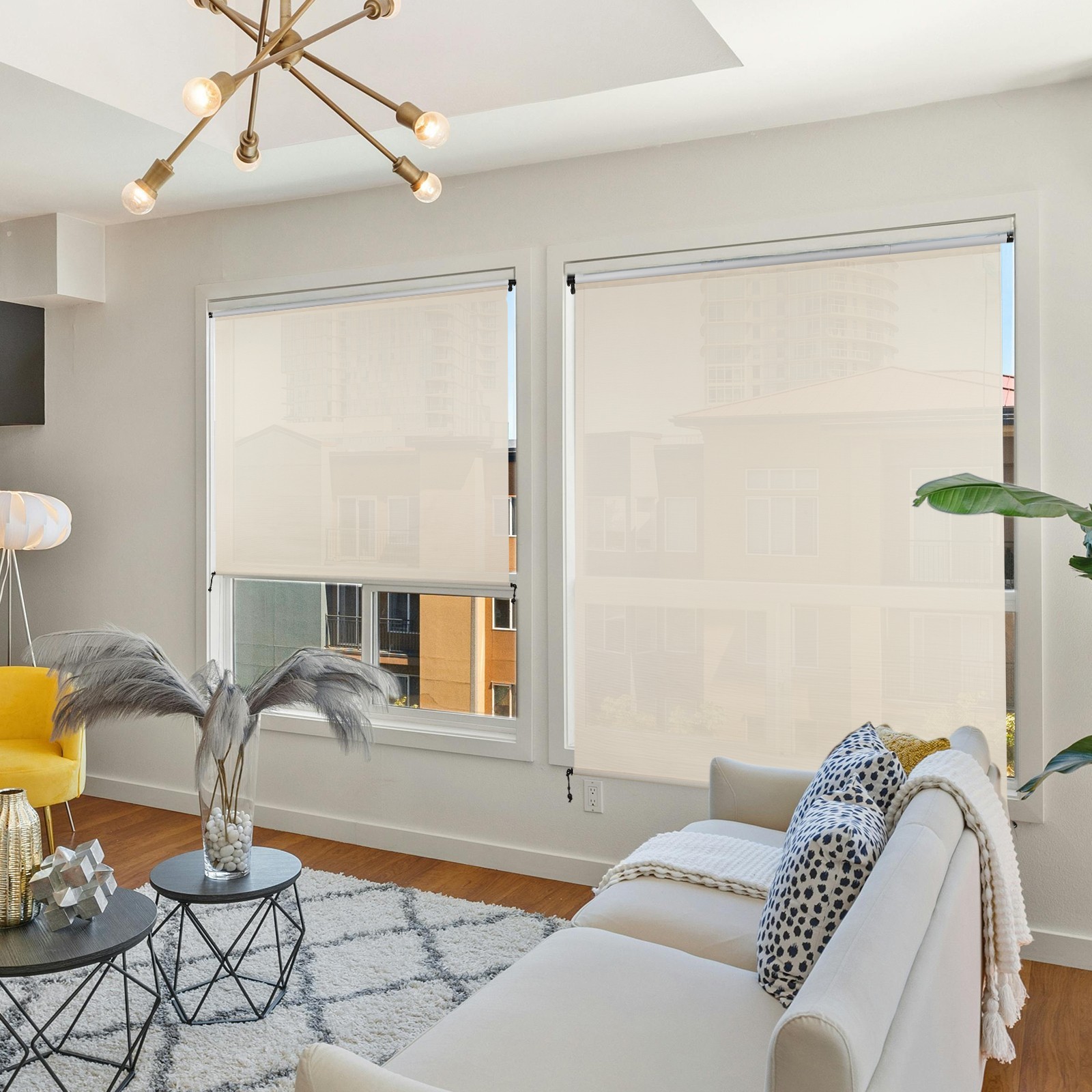 8ft (W) x 8ft (H) Outdoor Roller Shades 5% Openness Cordless Sun Roll up Shade
