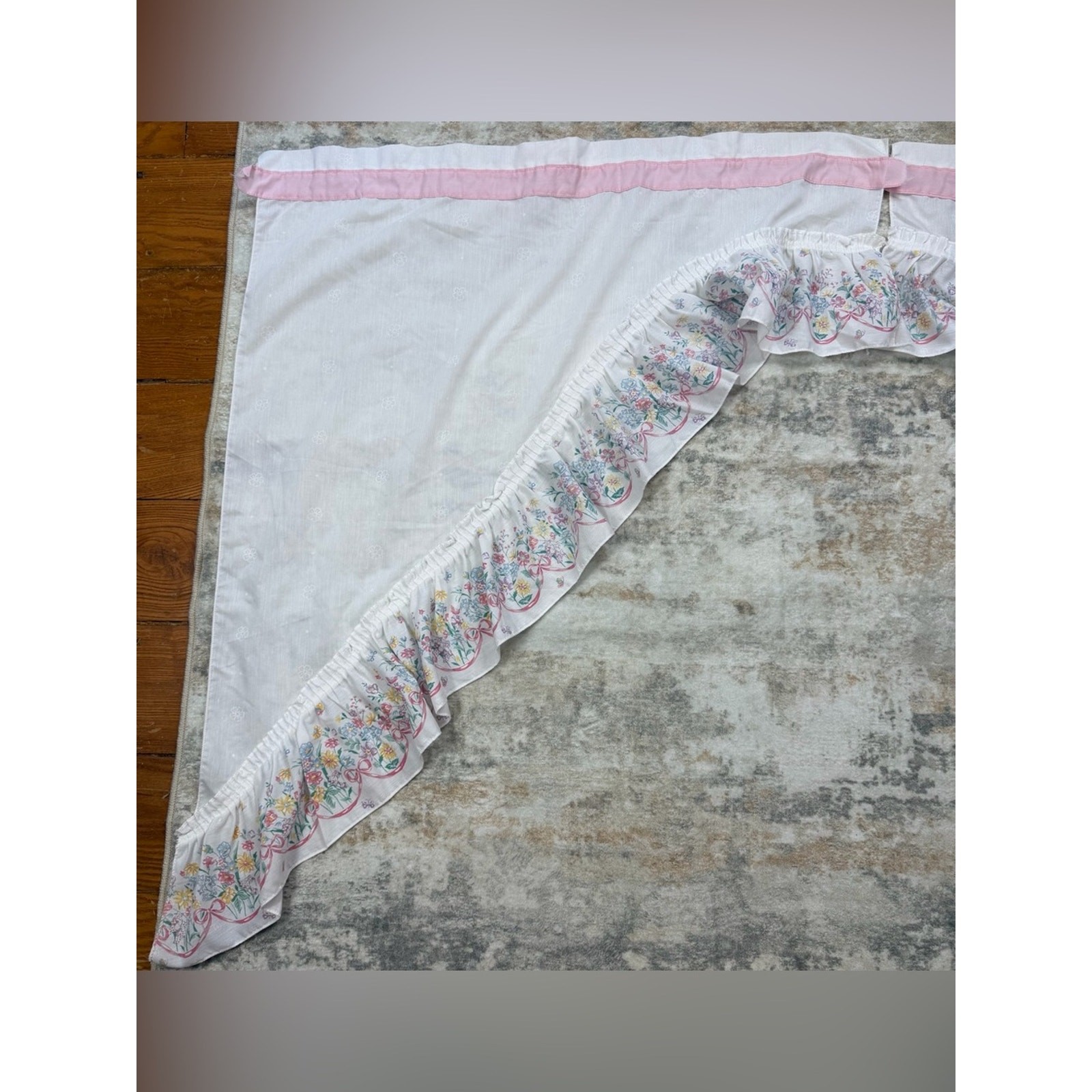 VTG Window Cafe Valance Shabby Chic Cottagecore Butterflies bows flowers