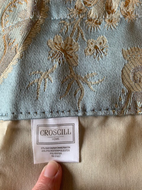 Croscill Home Vintage Napoleon Blue & Gold Pattern Ascot Valance Size 40 x 25