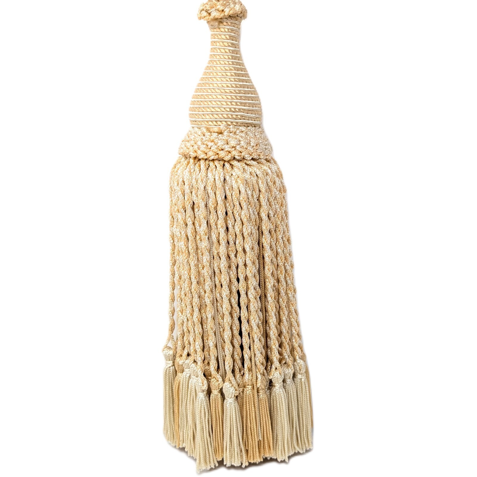 Curtain Drape Tie back Twisted Rope Tassel Ivory Light Peach Ornate 31″ Length