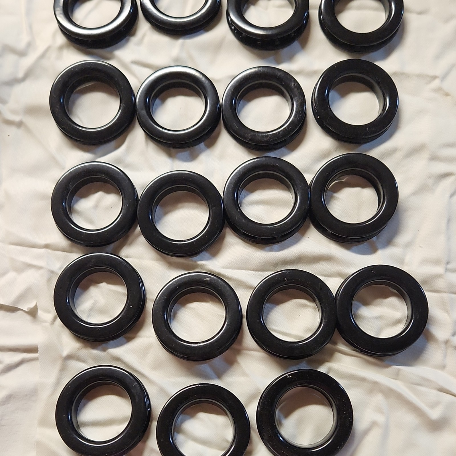 Rowley Plastic Curtain Grommets Black 1 7/16 in Clampable Open Bix set of 23