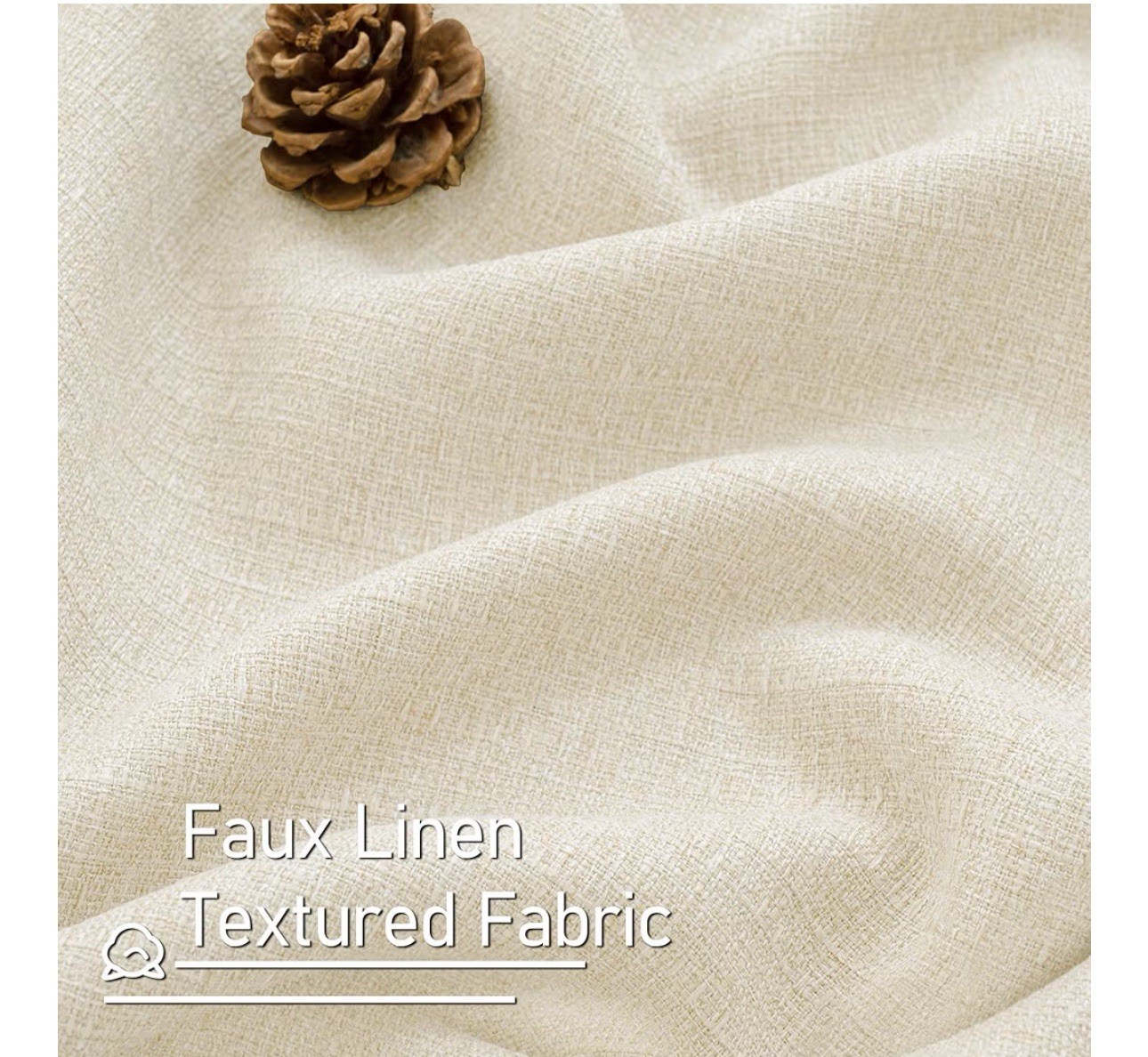 LAMIT Light Beige 52×63 linen curtains thick w/thermal insulation/burlap eyelets