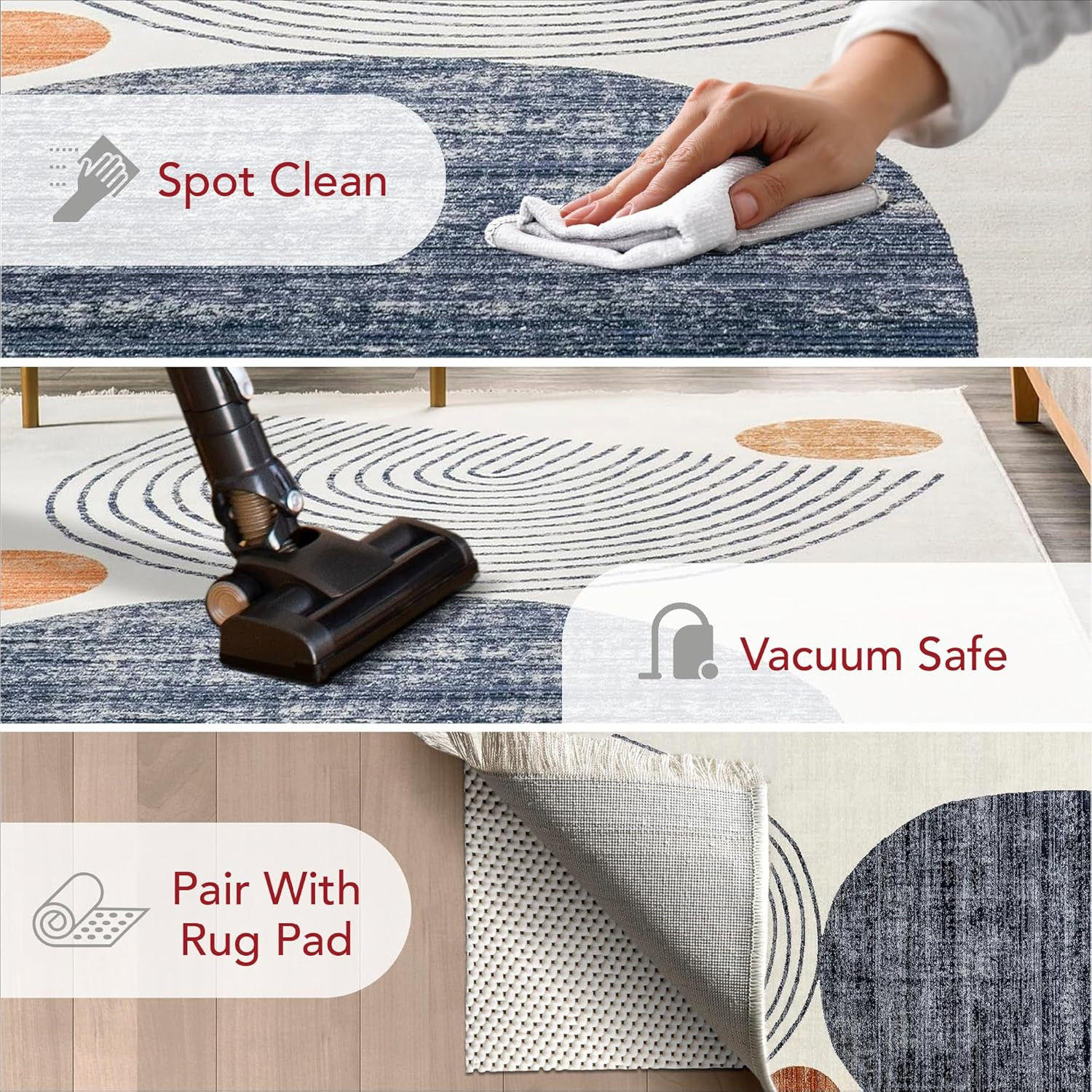 Fringed Beige/Multicolor Area Rug, 6’7″ x 10’2″, Soft, Stain Resistant, Durable
