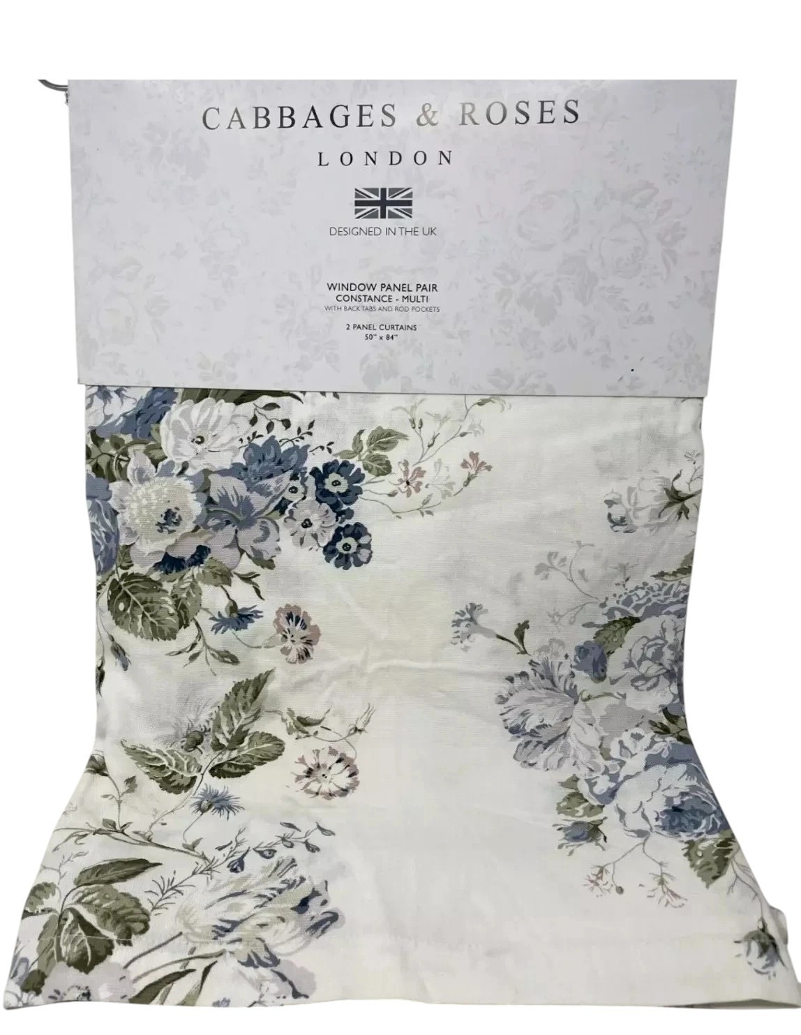 Cabbages & Roses Constance Floral Curtain Panels 50×84 Set Of 2 Romantic Cottage