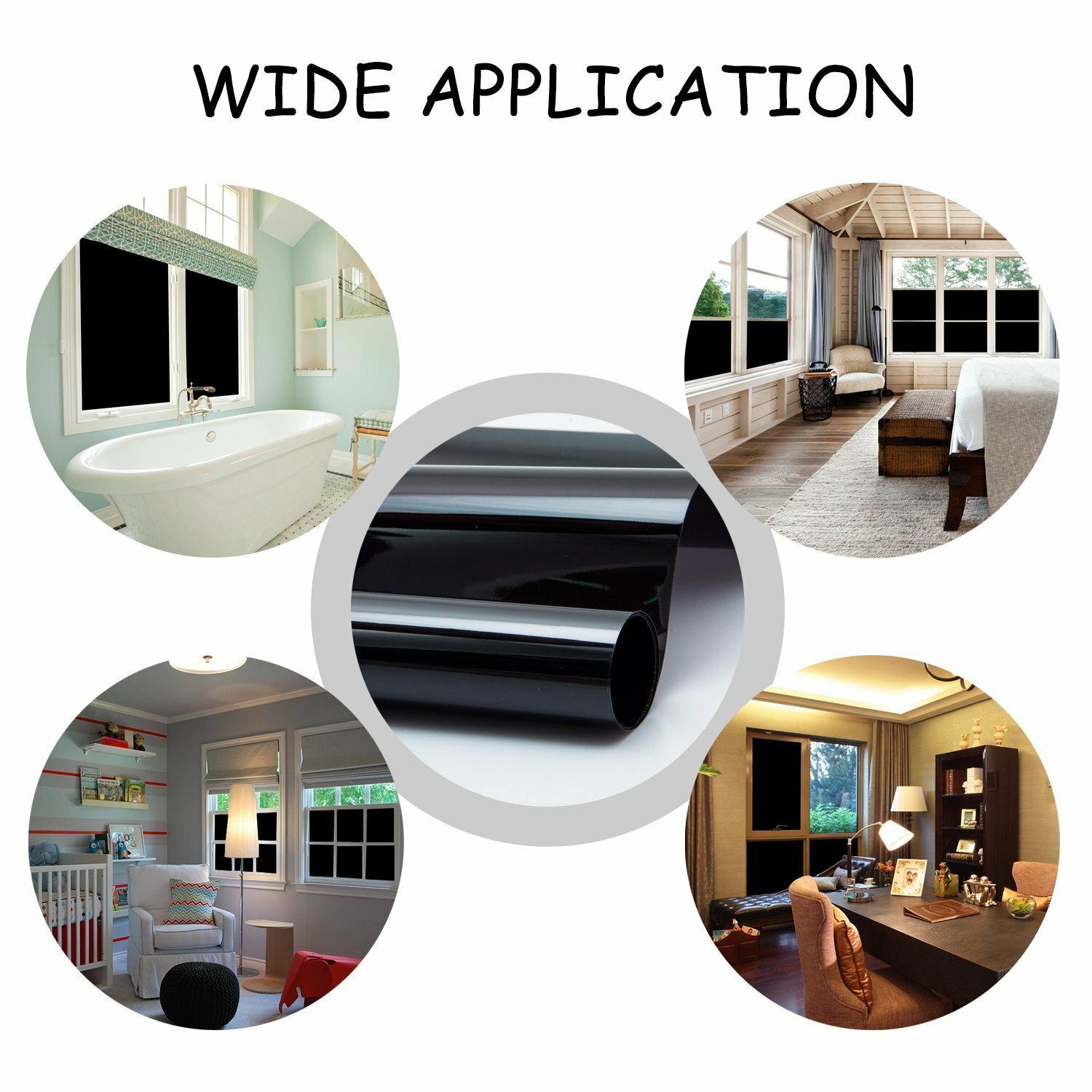 Blackout Static Cling Tint Window Film For Privacy To Block Sun UV Protection US