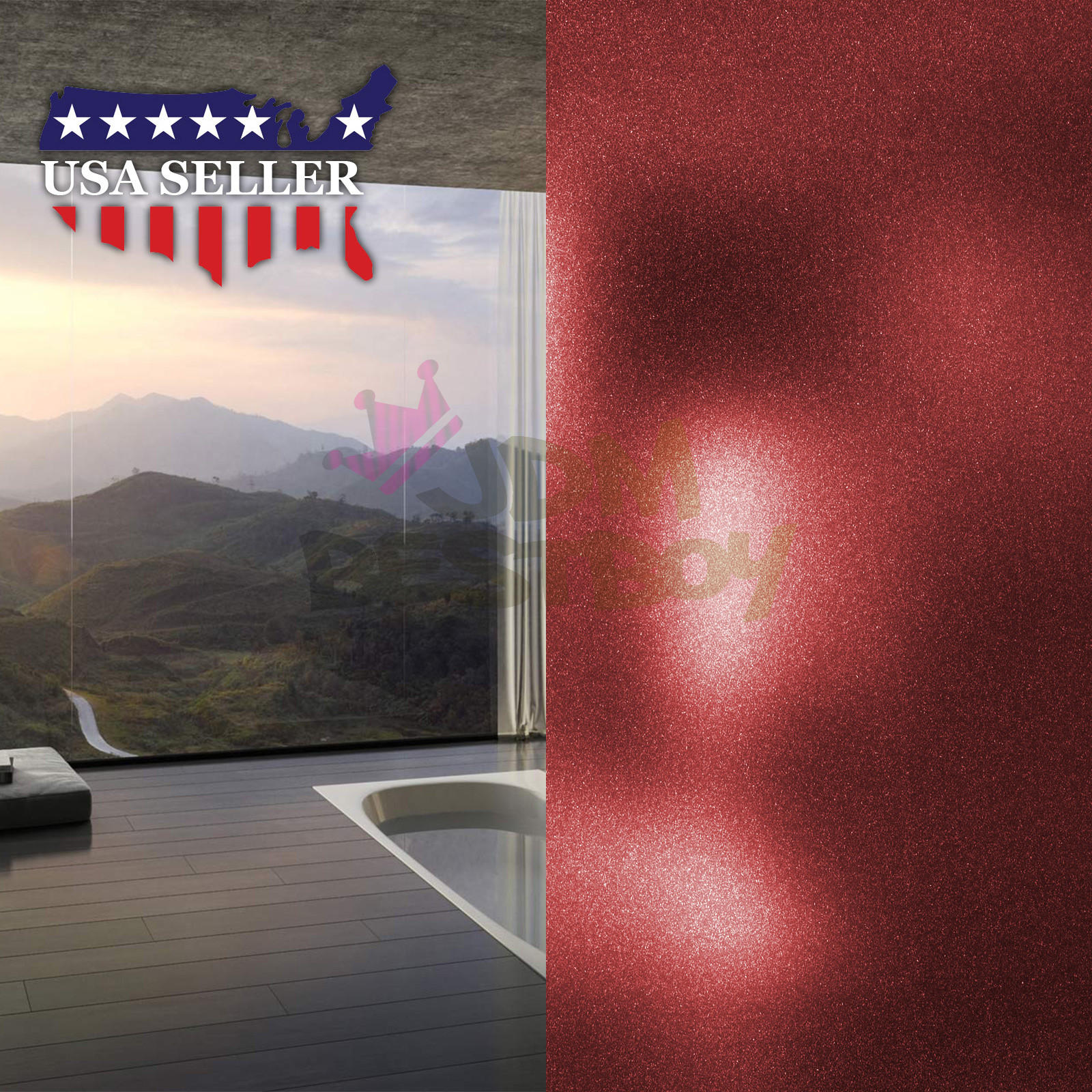 2pcs 4″x8″ Sample Red Frosted Glass Bathroom Window Security Privacy Sticker