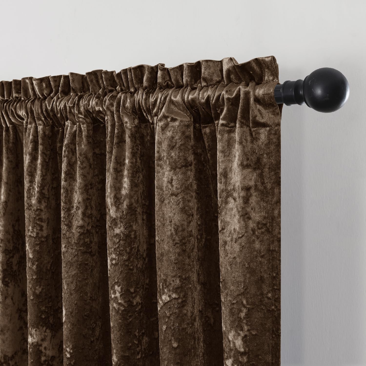 Chocolate Crushed Velvet Curtains with Rod Pocket Luxurious Thermal Insulatio…