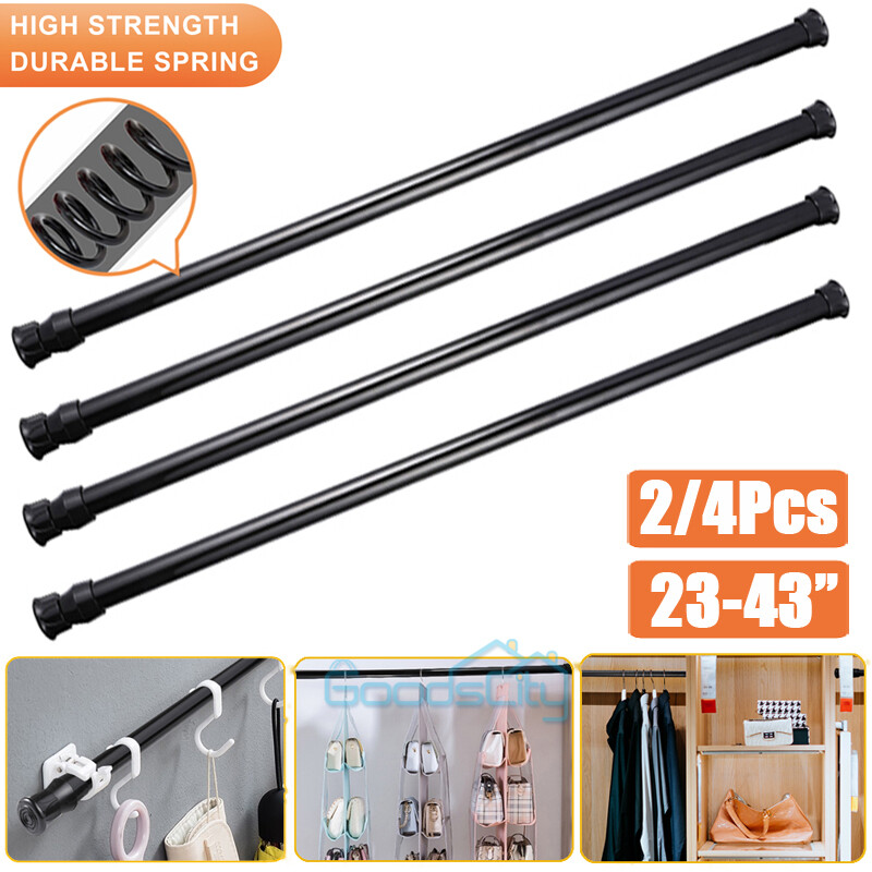2/4X Adjustable Spring Tension Curtain Rod 23-44in for Window, Kitchen, Bathroom