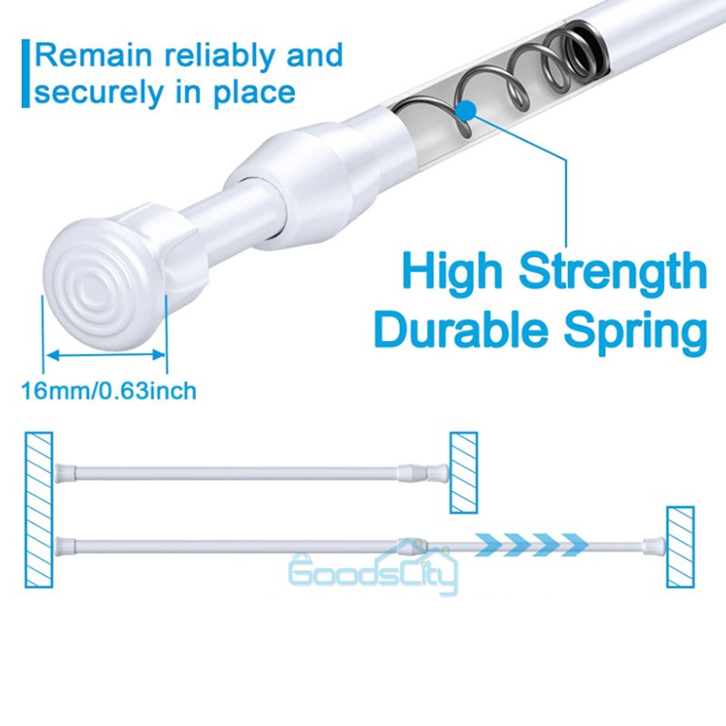 Adjustable Spring Tension Steel Curtain Rod 23-44in. Window Door Telescopic Pole