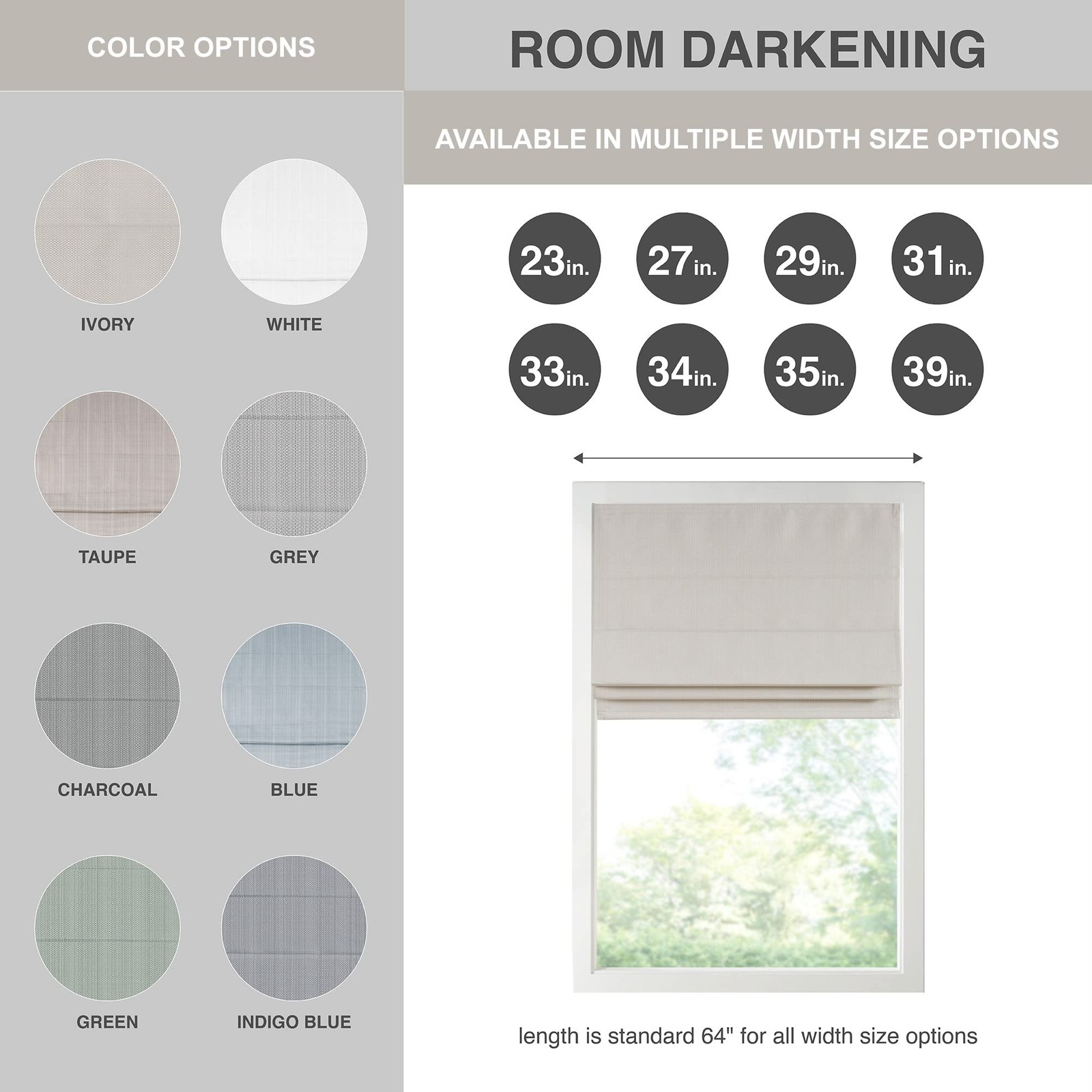 Madison Park Galen Cordless Roman Shade 39W X 64H Sheen Ivory Room Darkening