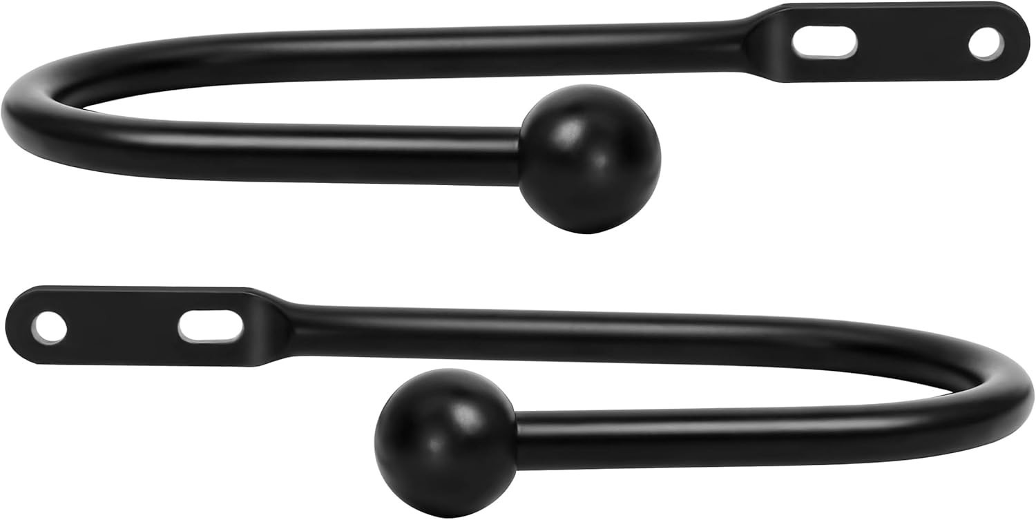 8pcs Black Wall Mount Curtain Tiebacks Aluminum Hooks, 6 inch