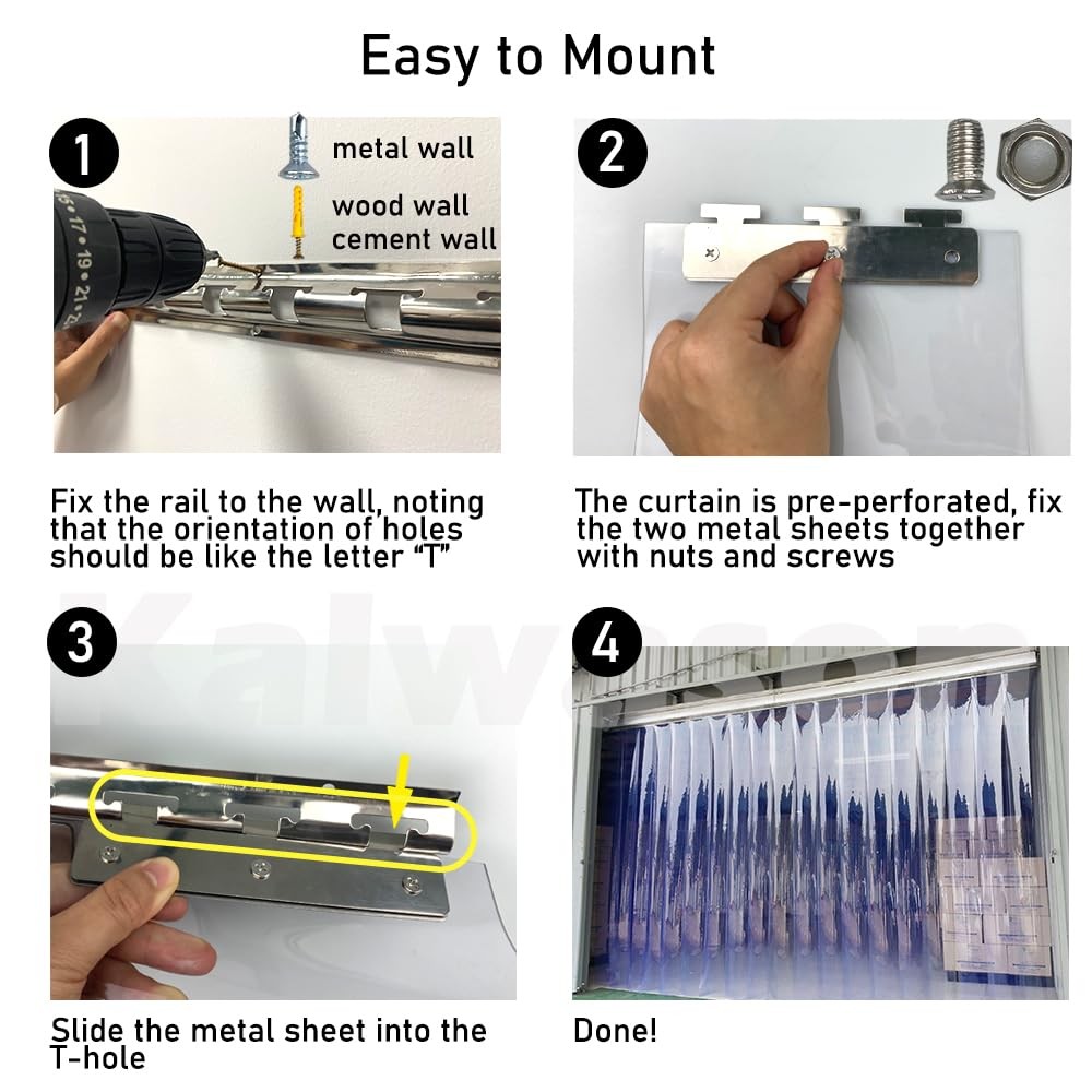 Plastic Vinyl Strip Door Curtain Kit with Hardware – Commercial PVC Strip Cur…