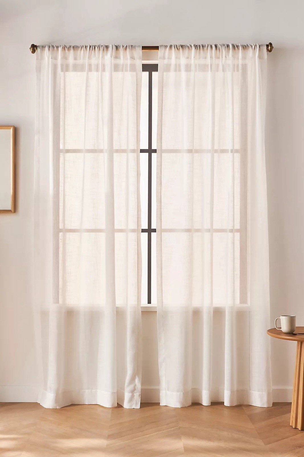 NWT Set of 2 Anthropologie Lena Sheer Woven Curtain Panels 84” x 50”