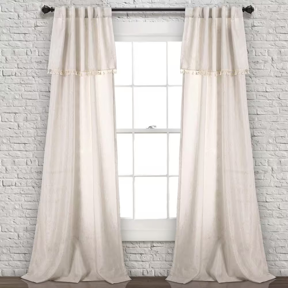 Neutral Linen Back Tab Room Darkening Curtain – 40 In. W X 84 In. L