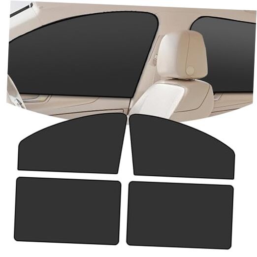 Car Side Window Glass Sunshade, 24.41″ x 18.9″ x 12.99″ Front Side 4 PCS Black