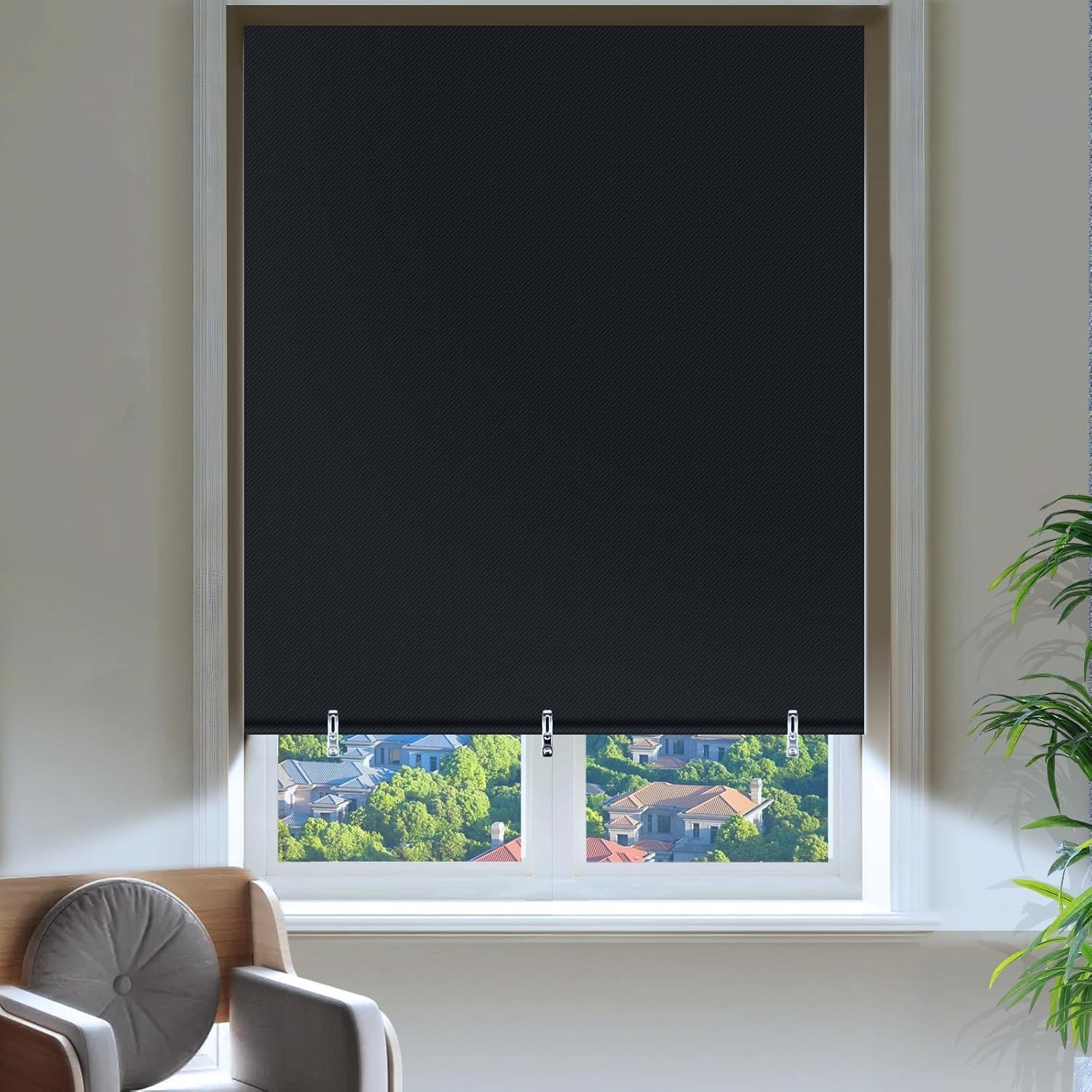 2 Pack Blackout Curtains for Bedroom, Self Adhesive Indoor Blackout Blinds, N