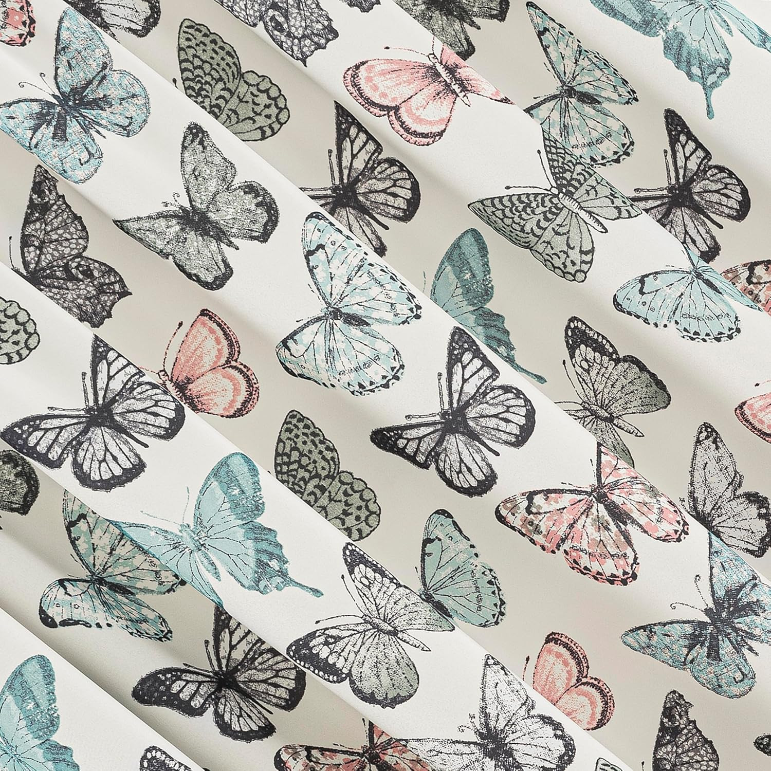 Marepesia Butterfly Print Energy Saving Rod Pocket Curtain Panel, 54″ X 63″, Blu
