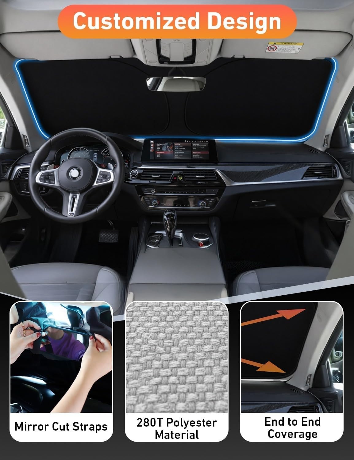 EcoNour Windshield Sunshade Compatible for Polestar 2 2020-2023 2024 2025, Su…