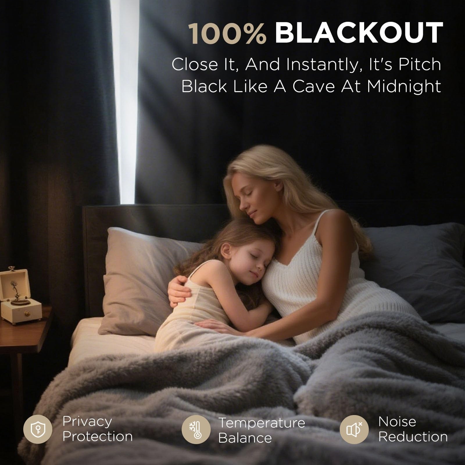 Joydeco 100% Blackout Curtains for Bedroom 84 Inch Long, Linen Black Out Curt…