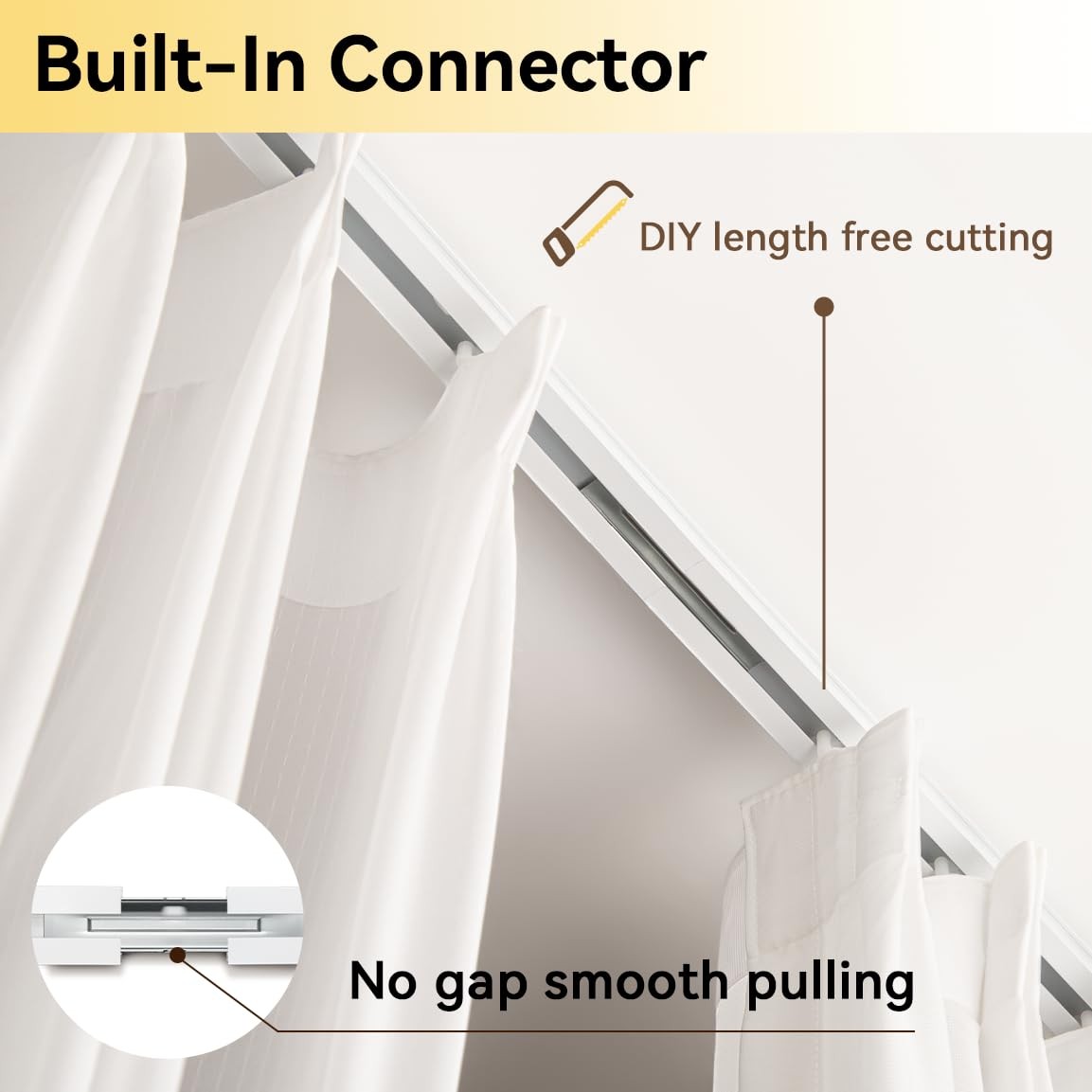 FELIDESIGN Curtain Track, Ceiling Track for Room 6ft – 9ft, white