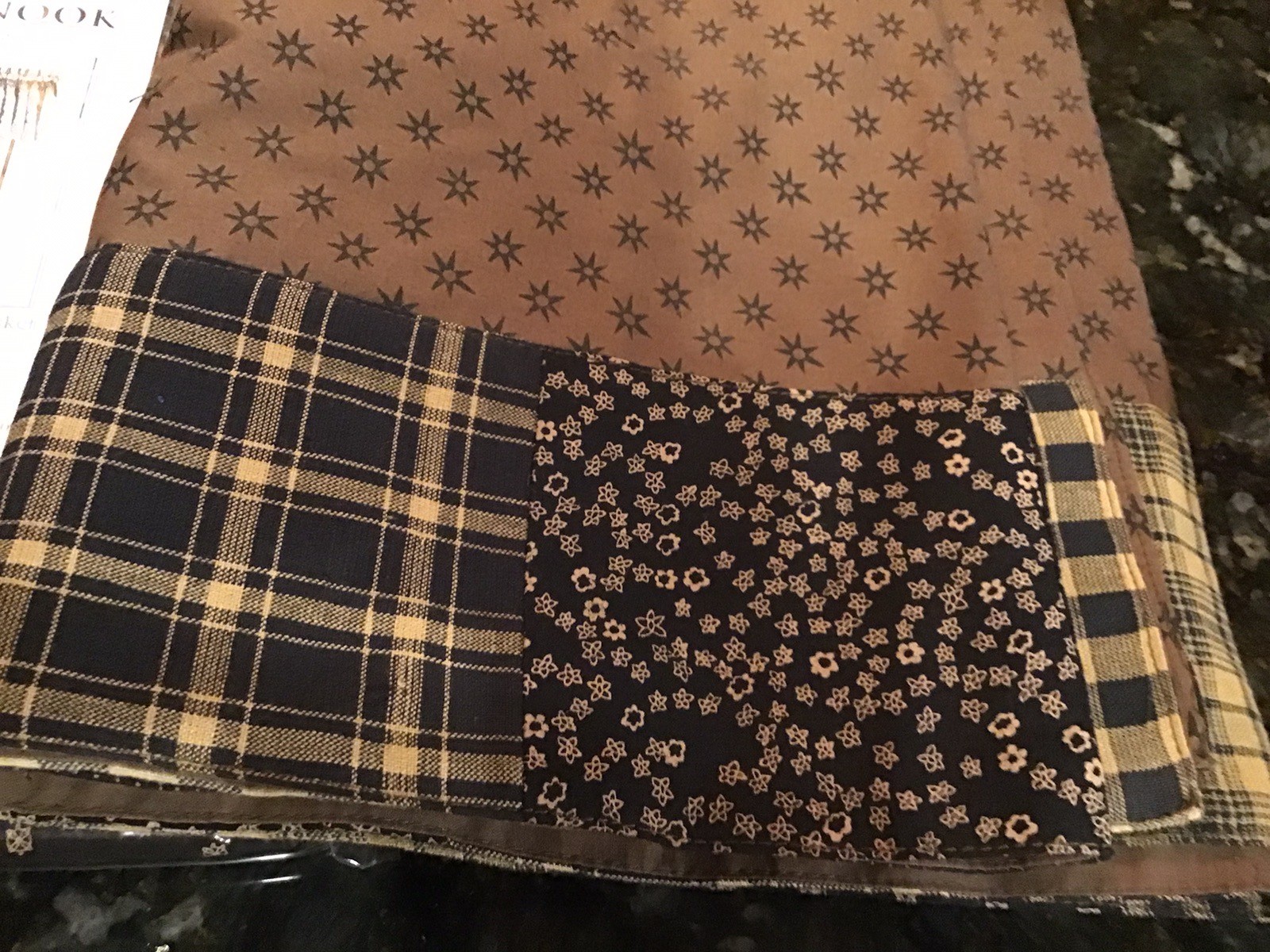 Nancy’s Nook Window Valance Plaid Patchwork Balance 16”x72” Navy Brown Lot Of 4