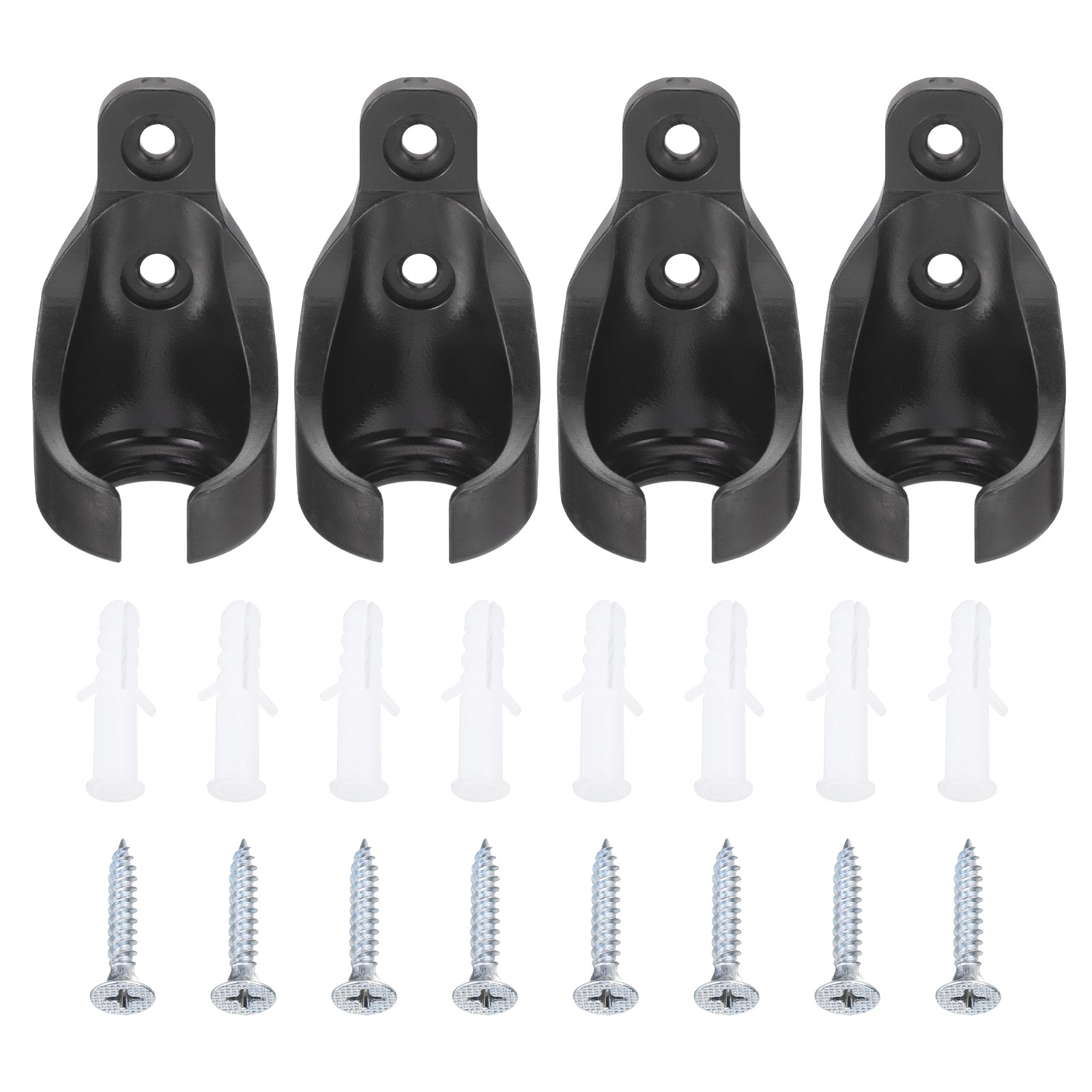 4Pcs Bungee Receiver Brackets Plastic for Roller Shade Tie Down Straps Black