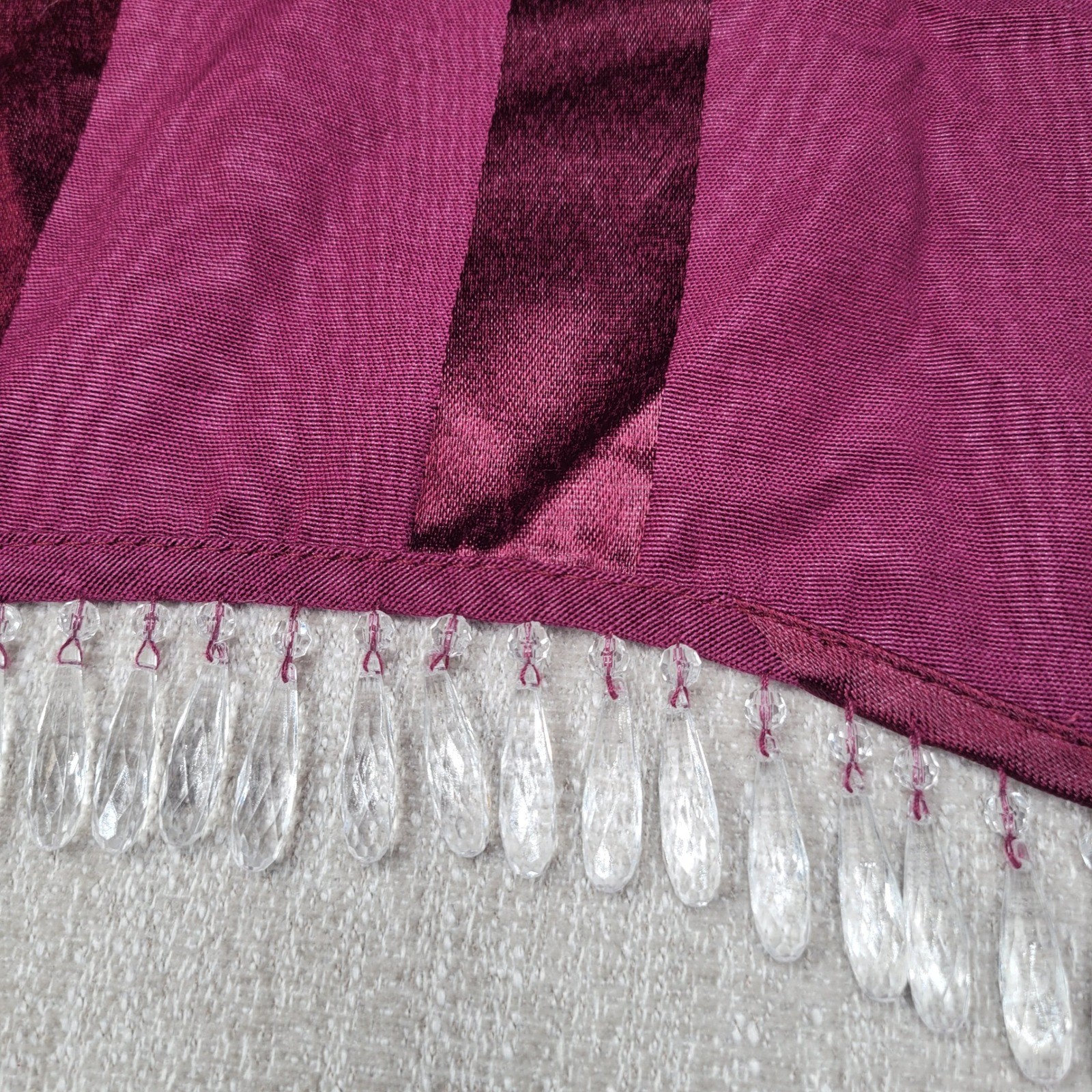4 JCPenney Home Collection Valance Curtains 15×72 Panel Burgundy Striped Beaded