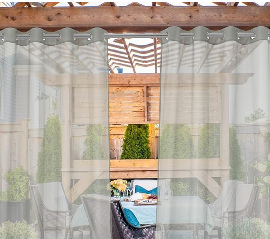 2 PCS Panels 52 X 84″ Light Gray 1.5″ Grommet Voile Sheer Curtain In/Outdoor