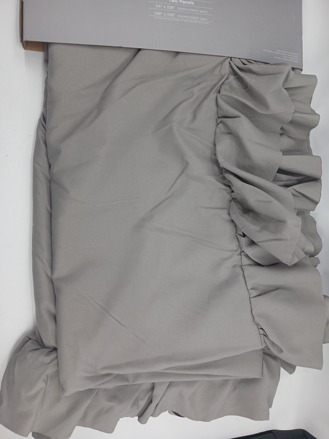 2 Panel Set Pair Reyna Ruffle Window Curtain (54″ W x 108″ L) Gray