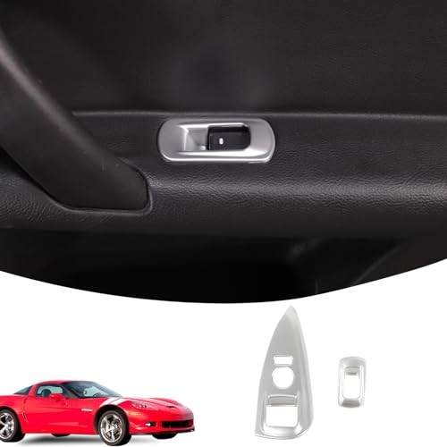 Car Window Glass Lift Switch Frame Cover Trim Compatible with Corvette silver