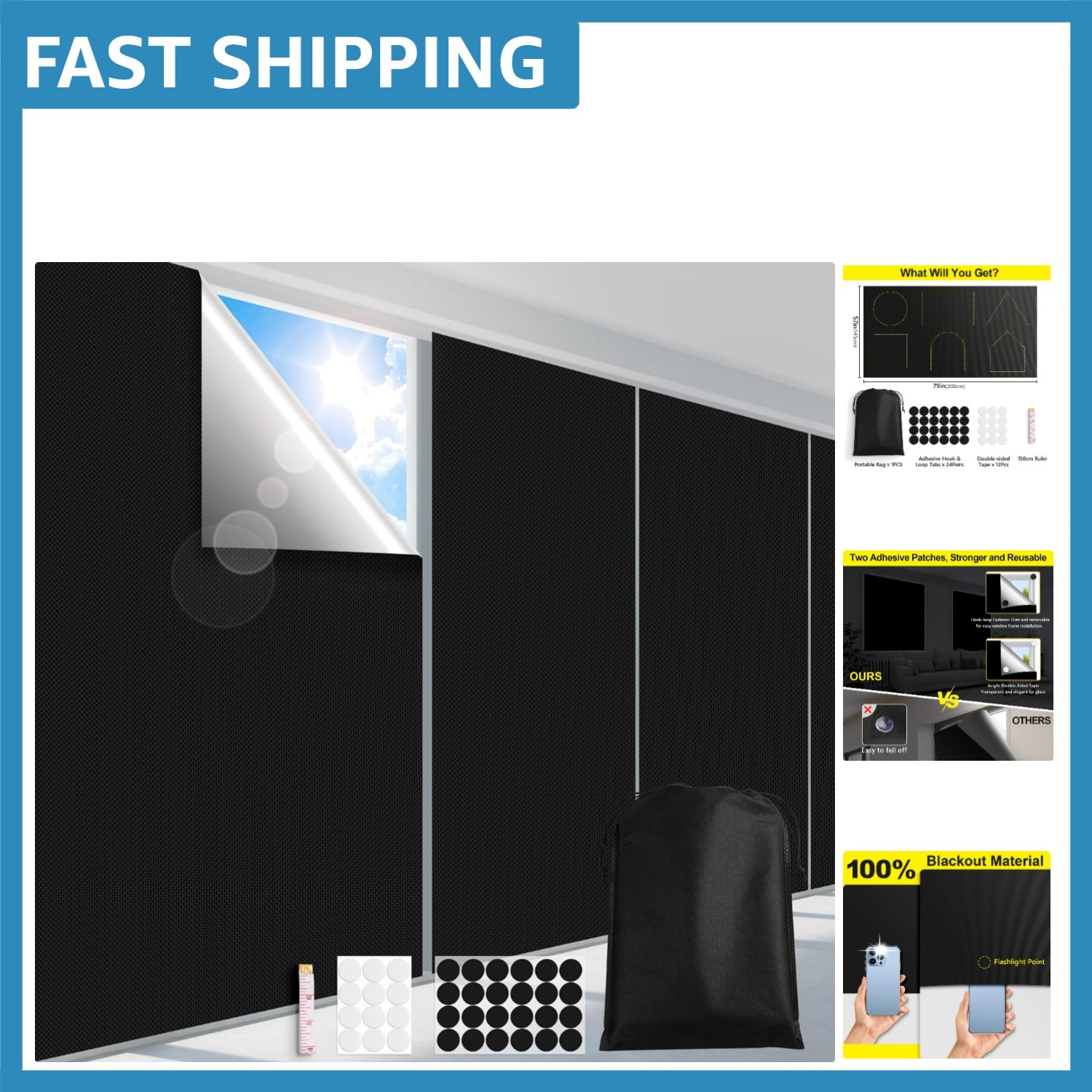 Portable Cuttable Blackout Curtains for Any Window – Total Darkness & Sun Block
