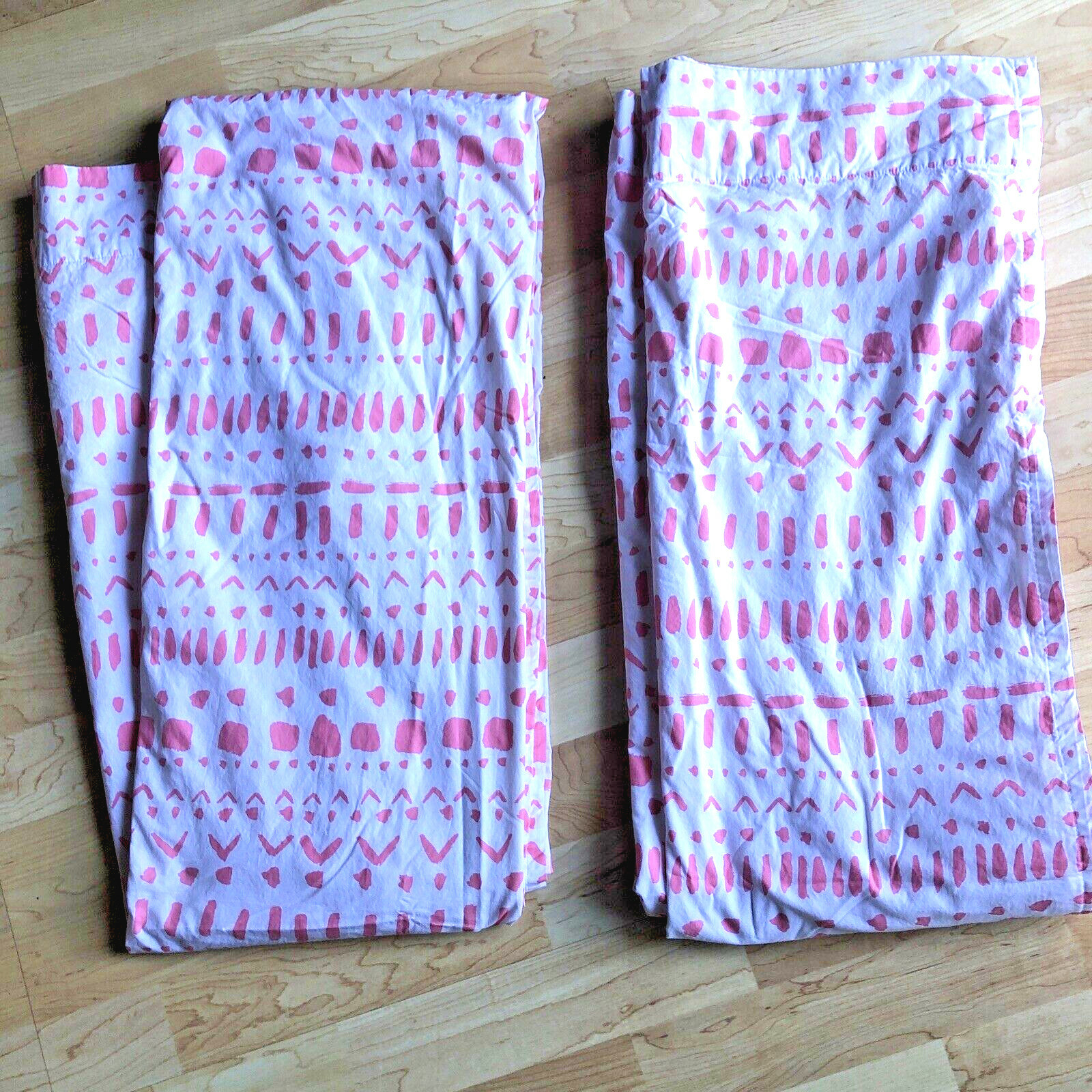 PAIR Crate & Kids THE LAND OF NOD 44×96” Curtain Panels Tribal Excursion Pink