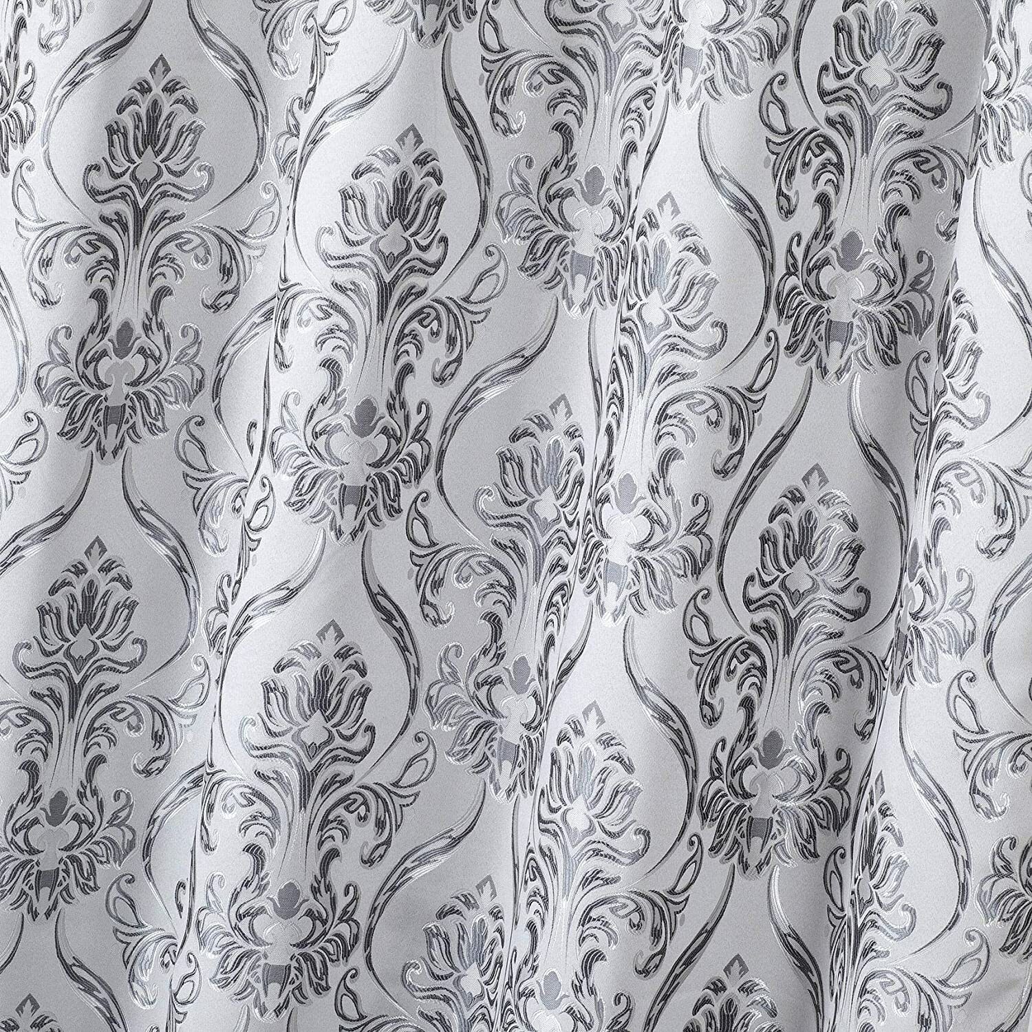 Set 2 Silver Gray Fringe Damask Curtains Panels Drapes Pair Valance 63 84 96 in