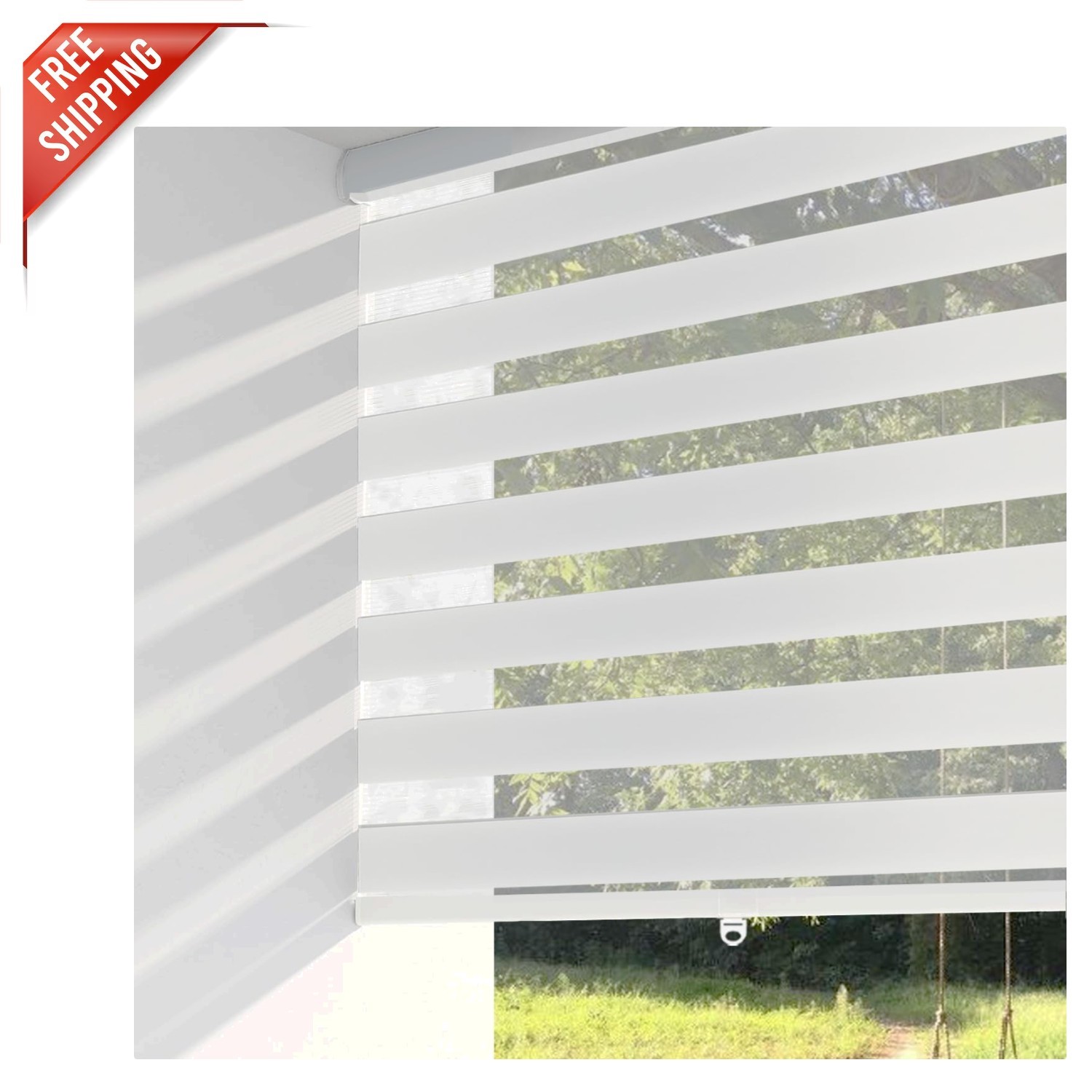 Cordless Zebra Blinds – 72″ Height, 22.5″ Width – Chic Light Filtering Privacy