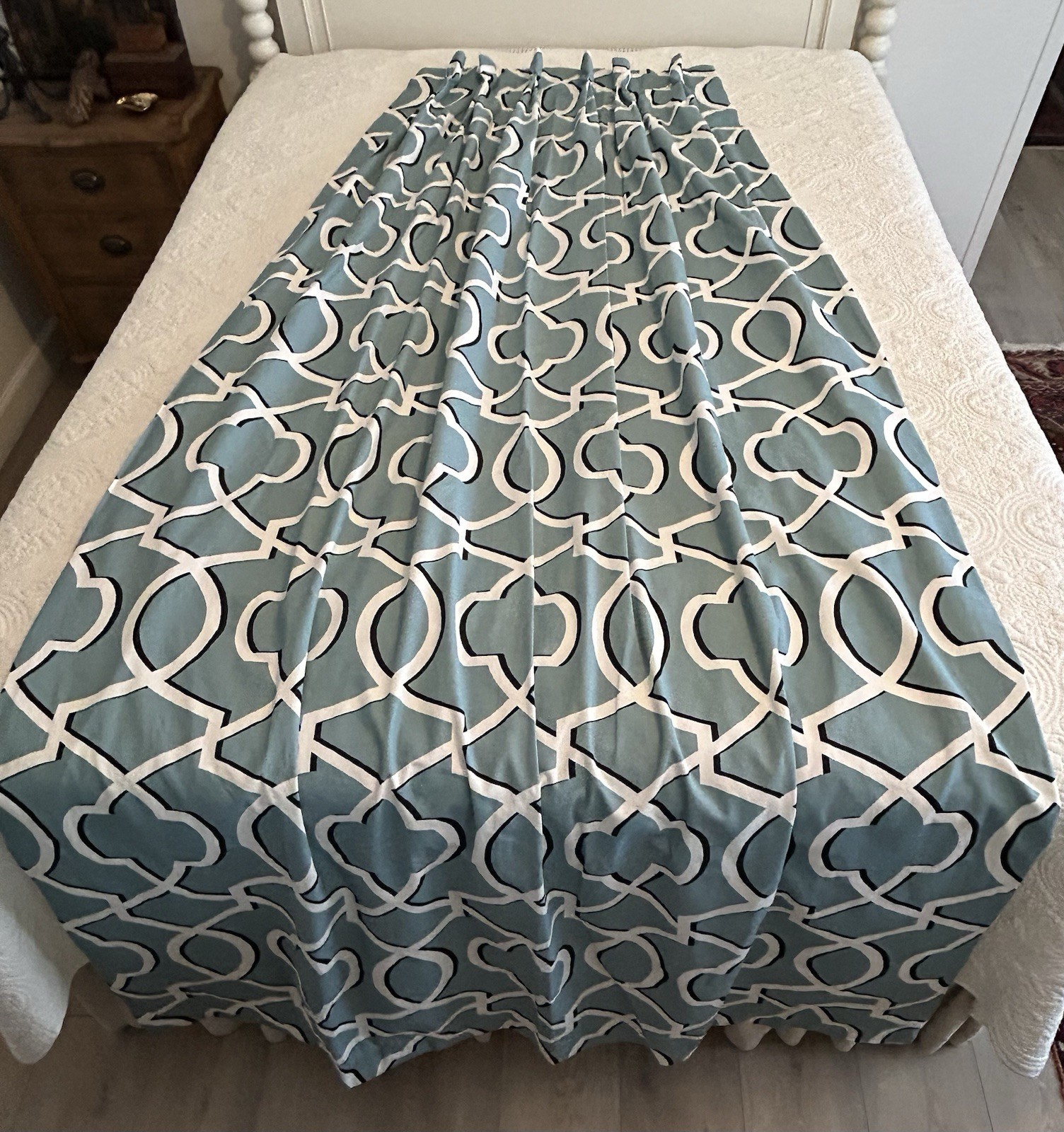 Handmade Drapery Panels Pair 98”L Pleated Lined Cool Pattern & Colors!!