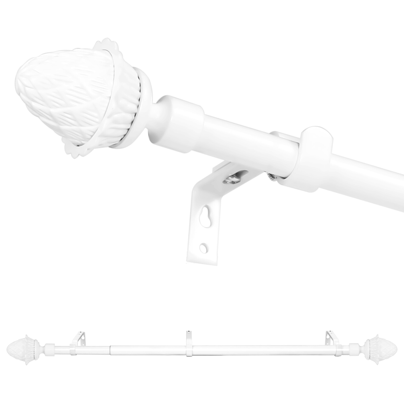 5/8″ Adjustable Artichoke Finial Curtain Drapery Rod, 28″-48″/48″-84″/84″-120″