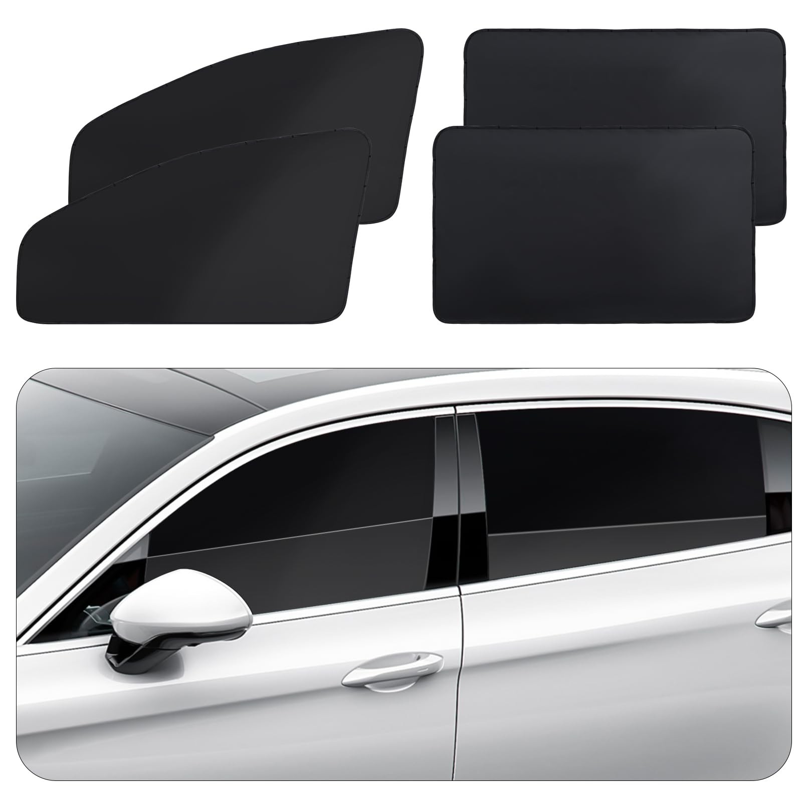 ZATOOTO 4 Pcs 31.5 inches * 19.5 inches, Black Faux Silk Flat–Full Set 4PCS