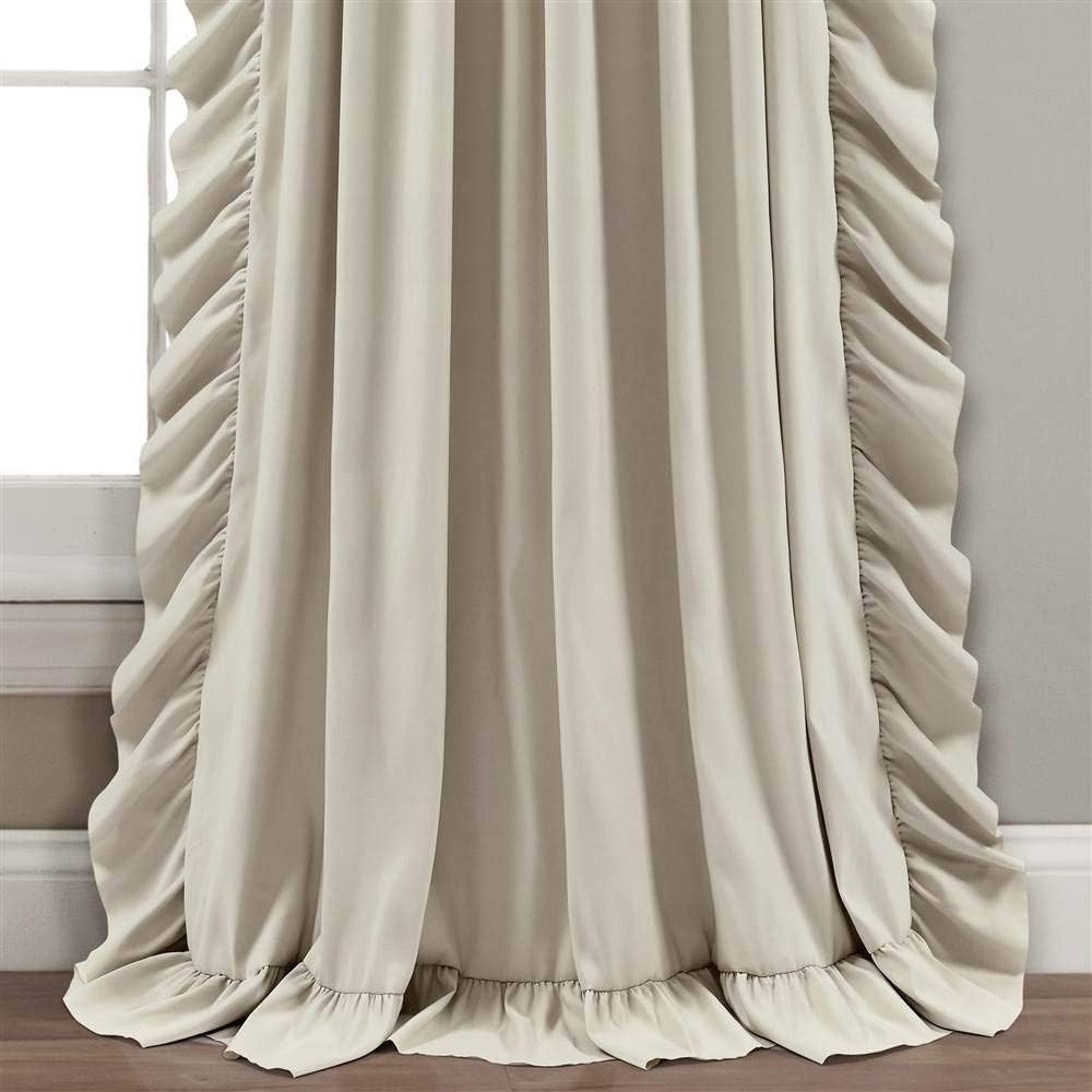 Reyna Ruffle Window Curtain Panel Set, Pair, 54″ W X 84″ L, Wheat – Flowy Curtai
