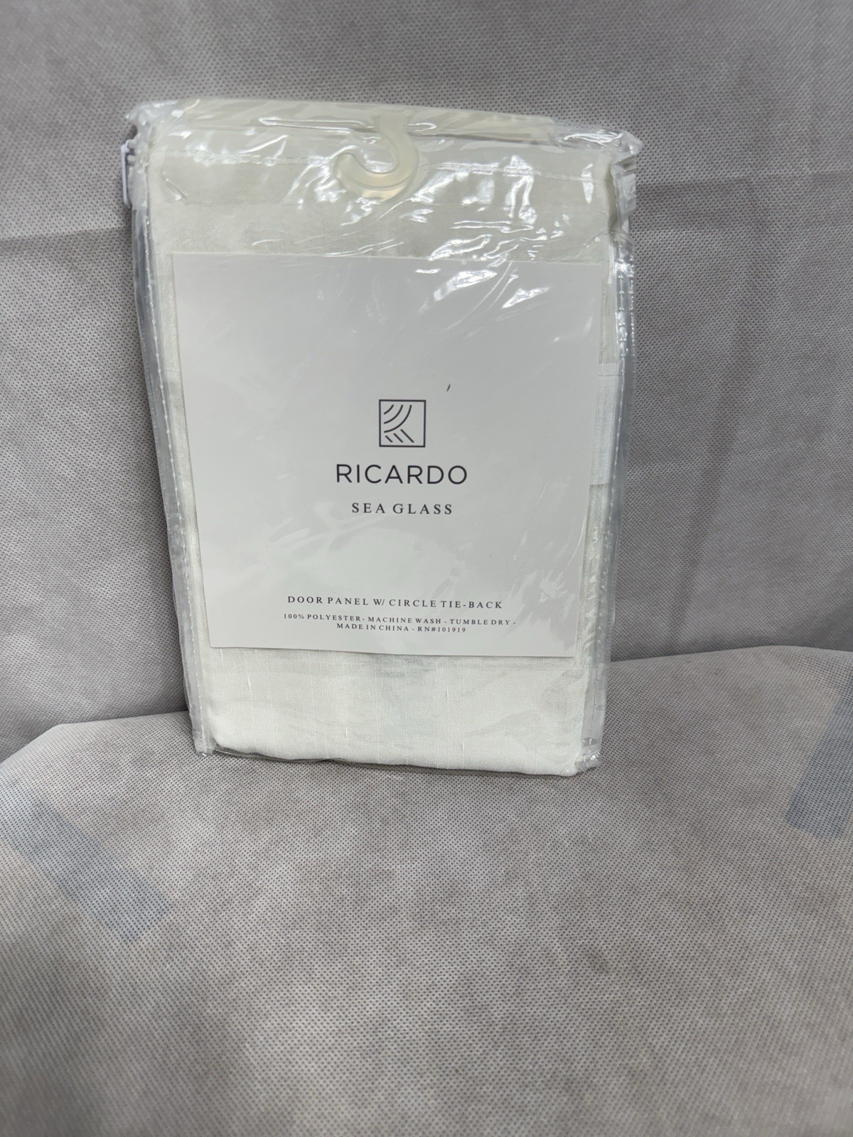 Ricardo Sea Glass Door Curtain Panel with Tie-backs 40 X 36” Natural NWT