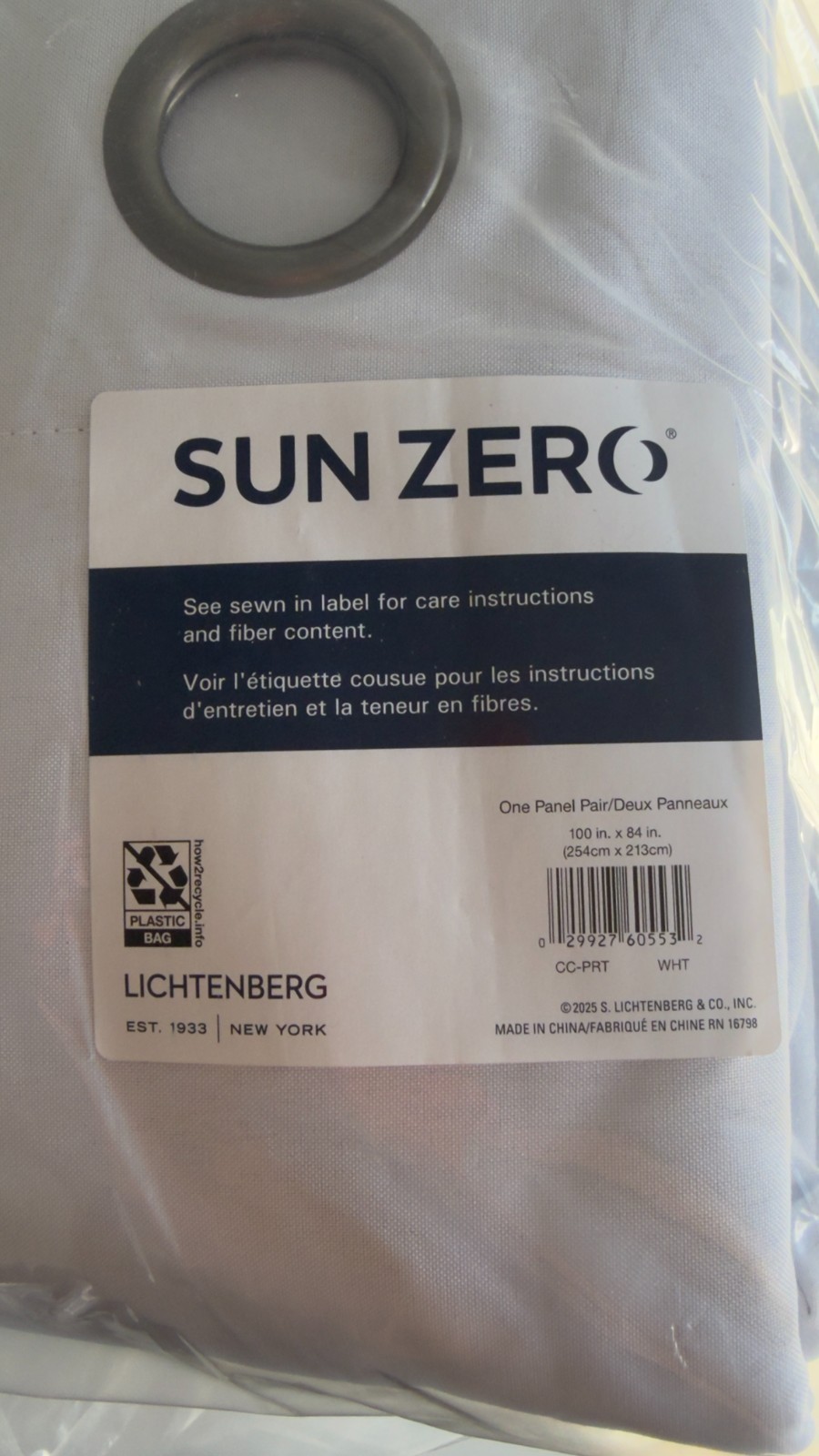 Sun Zero Lichtenberg Blackout Grommet Curtain Panels 100″x84″ White – New 2 Pack