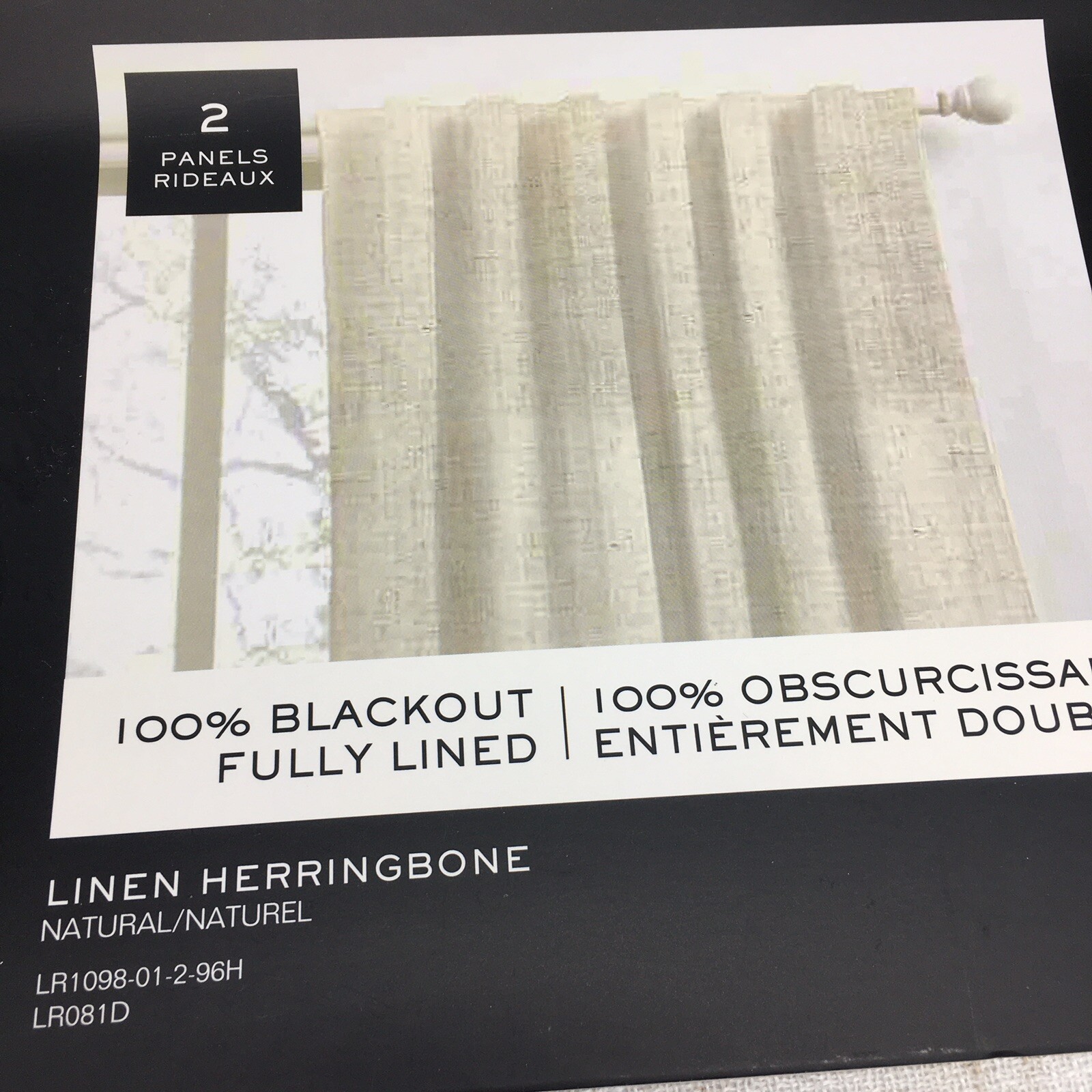 2 Ralph Lauren Linen Herringbone Blackout Panels Window Curtains 52×96 Natural