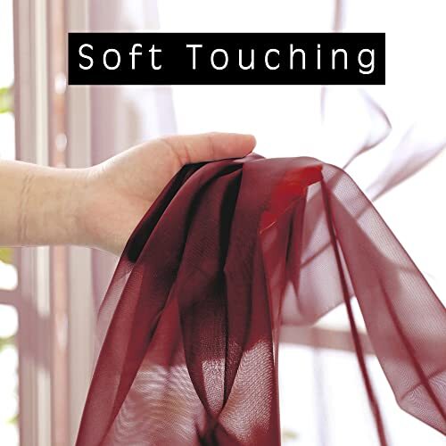 2 Panels Window Sheer Curtains 42″ x 45″ Inches for Small 42W x 45L Burgundy