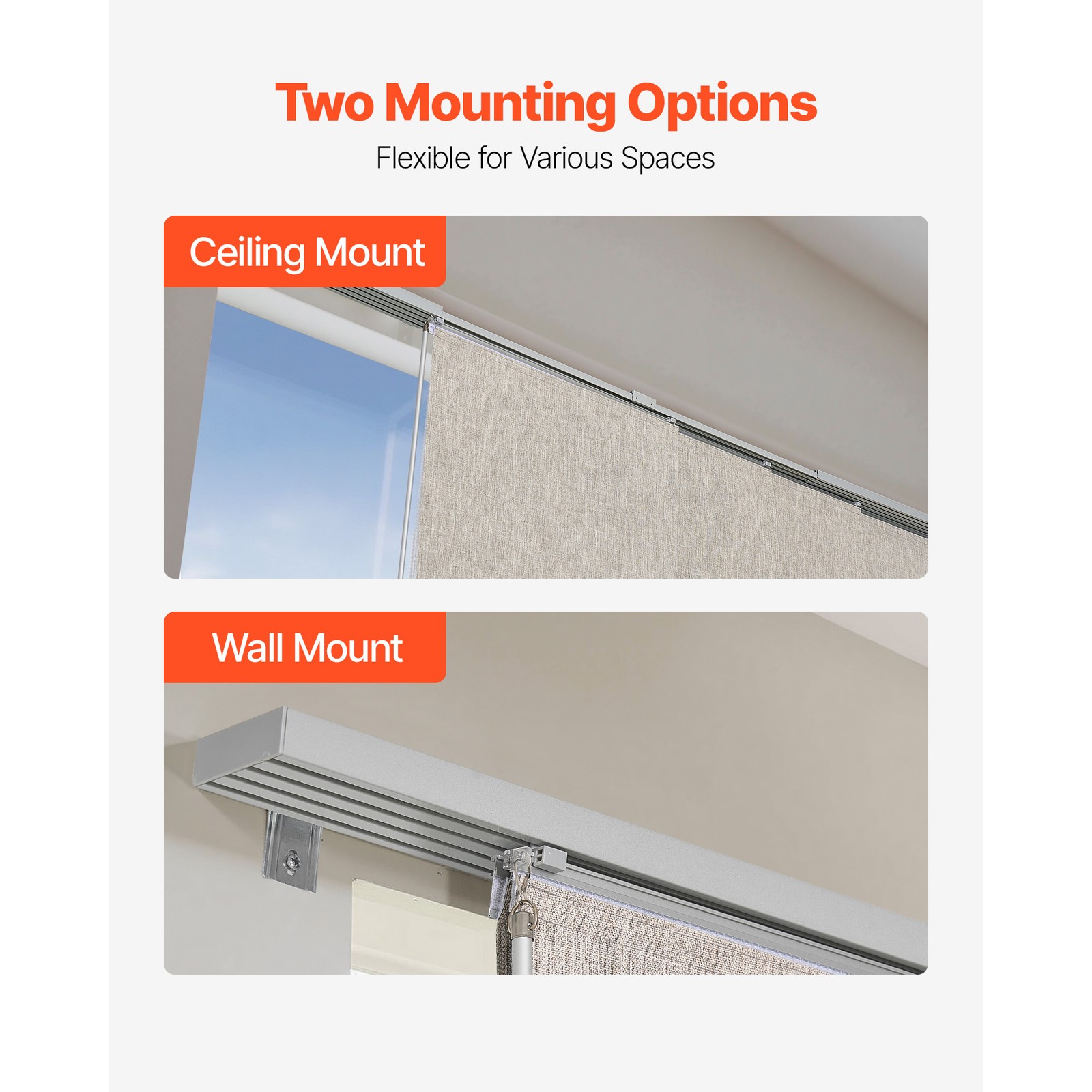 Uimoso Adjustable Panel Track Blinds, Extendable 45.8-86in,rown/Gray/White
