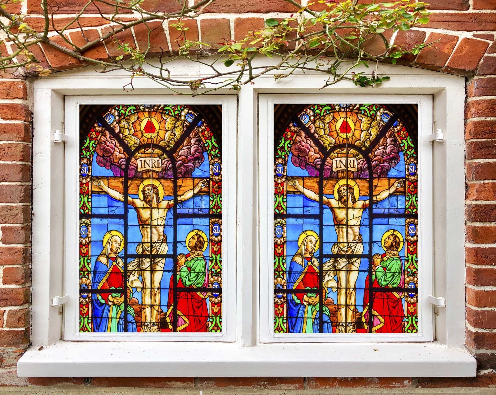 3D Jesus A143 Window Film Print Sticker Cling Stained Glass UV Sinsin