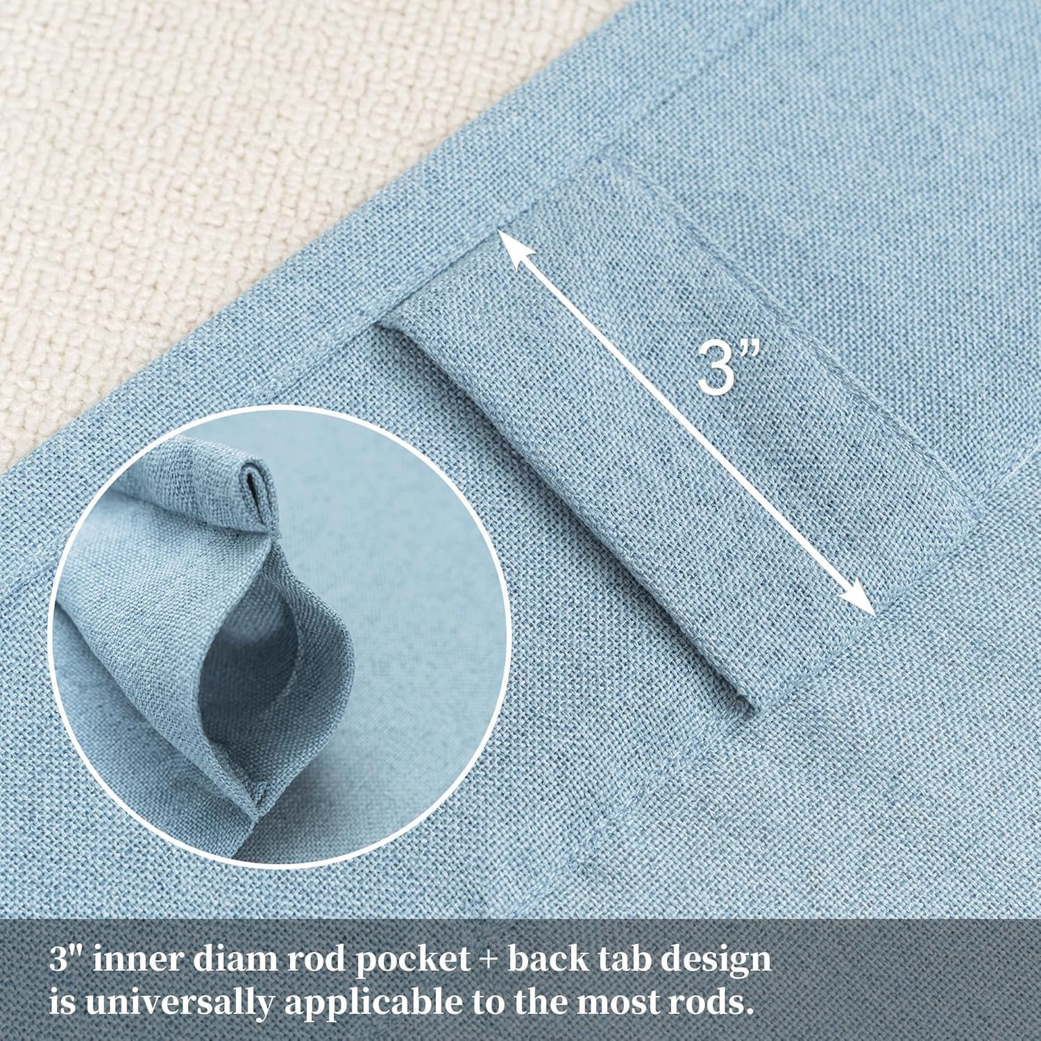 MAIHER Dusty Blue Curtains 52×90 Inches Long Semi Sheer Drapes for Living Room