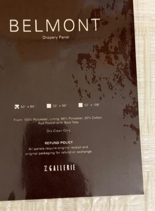 Zgallerie belmont drapery panel 52×82 52×96 52×108